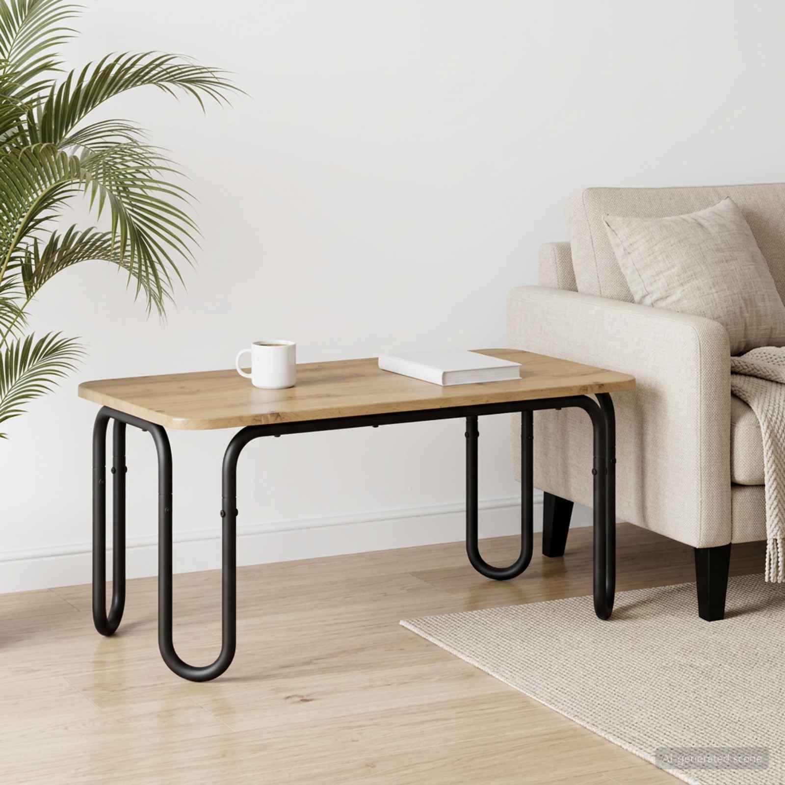 Salontafel Artisanaal eiken 100 x 50 x 45 cm Bewerkt hout is nu te koop bij PeponiXL, paradijselijk wonen!