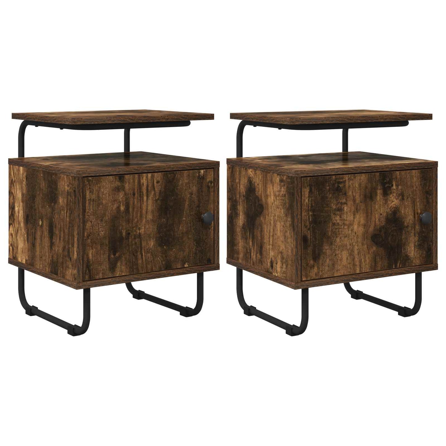 Nachtkastje 2 st Gerookt eiken 40 x 36,5 x 50 cm Bewerkt hout is nu te koop bij PeponiXL, paradijselijk wonen!