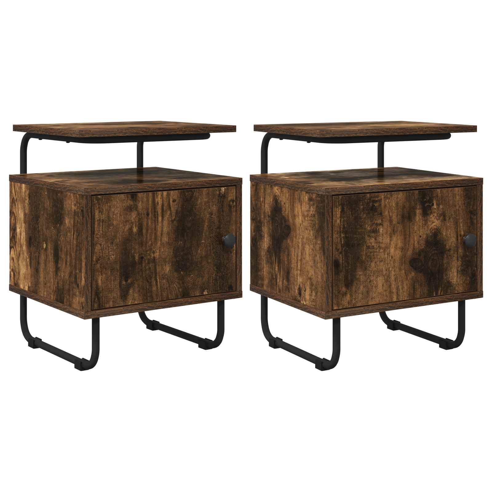 Nachtkastje 2 st Gerookt eiken 40 x 36,5 x 50 cm Bewerkt hout is nu te koop bij PeponiXL, paradijselijk wonen!