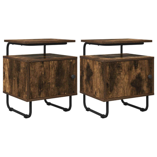 Nachtkastje 2 st Gerookt eiken 40 x 36,5 x 50 cm Bewerkt hout is nu te koop bij PeponiXL, paradijselijk wonen!
