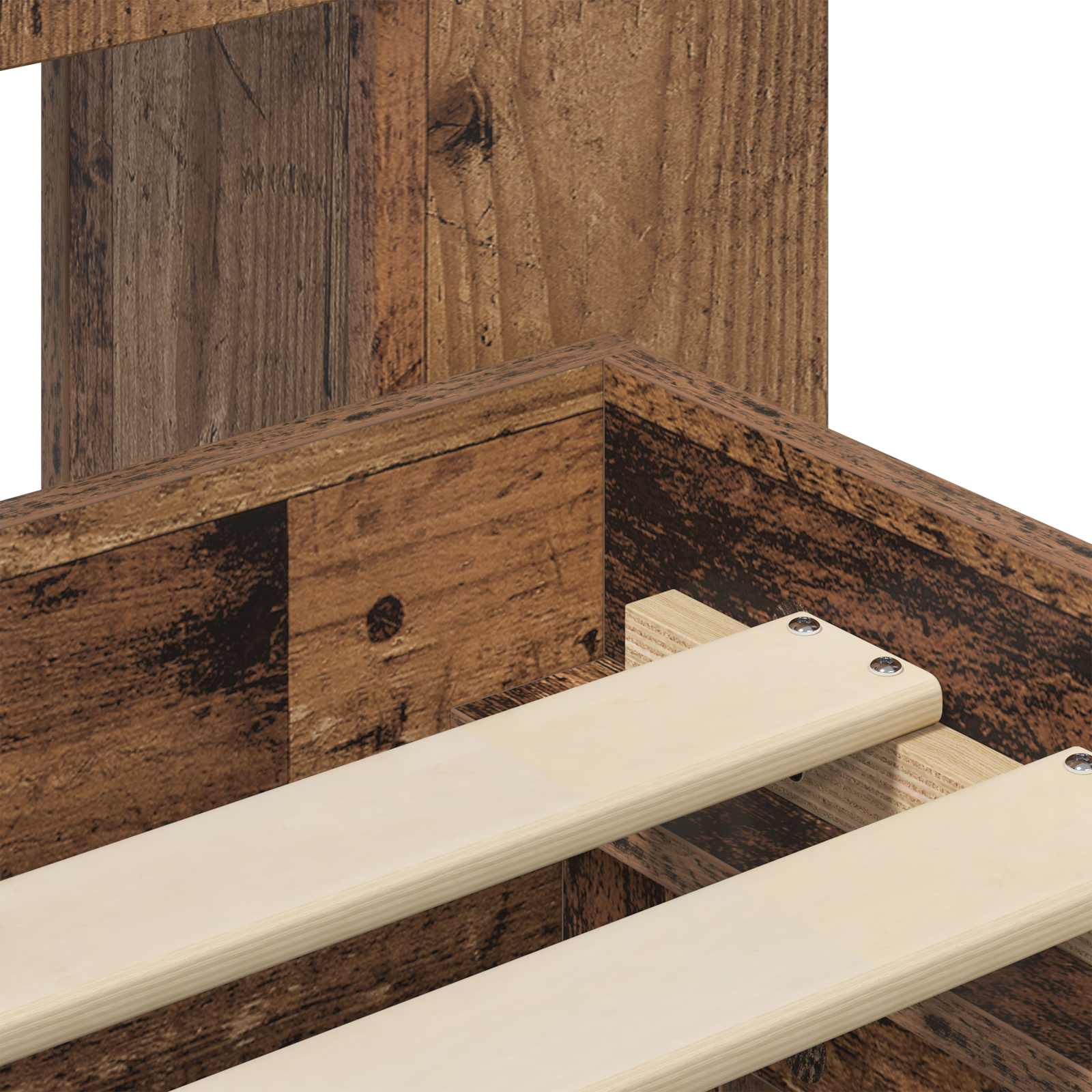 Bedframe met opslag Oud hout 140 x 200 cm Bewerkt hout is nu te koop bij PeponiXL, paradijselijk wonen!