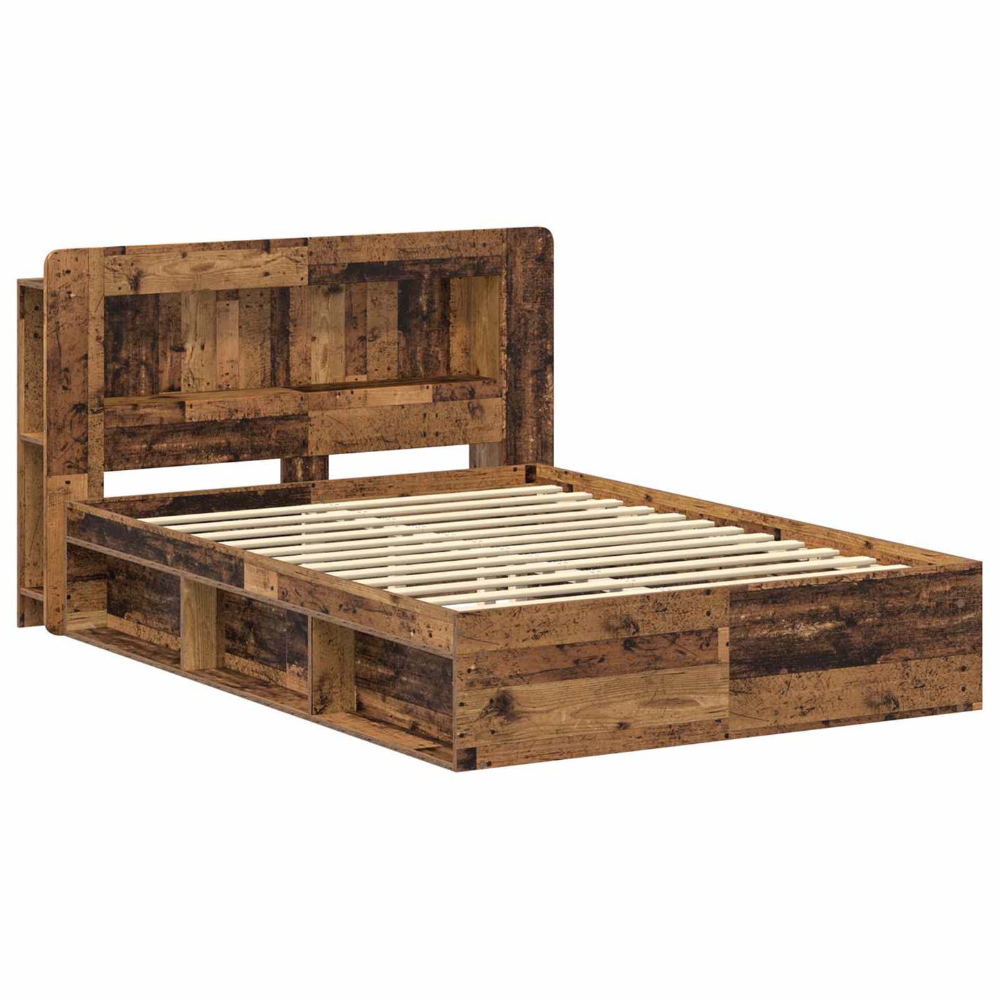 Bedframe met opslag Oud hout 140 x 200 cm Bewerkt hout is nu te koop bij PeponiXL, paradijselijk wonen!