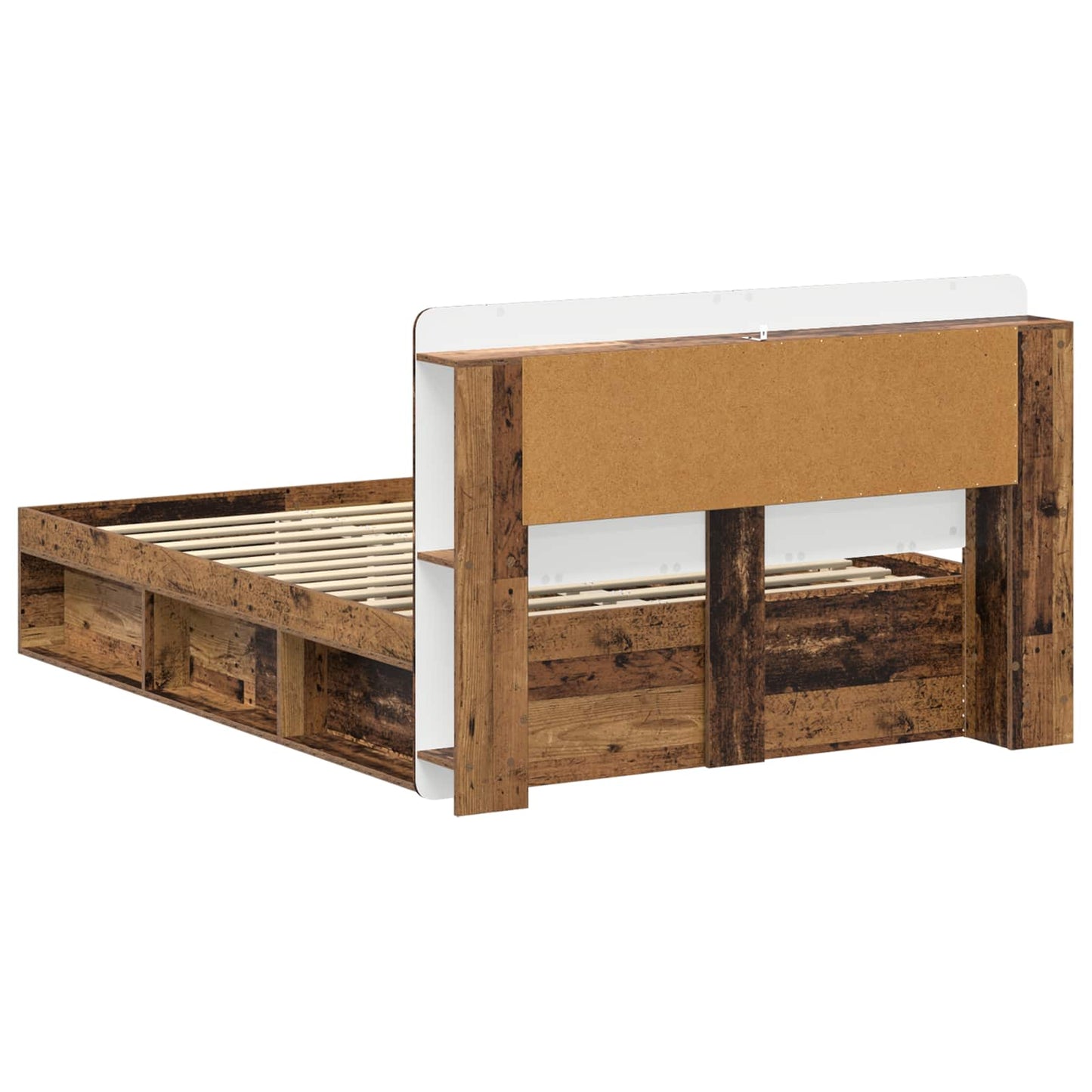Bedframe met opslag Oud hout 140 x 200 cm Bewerkt hout is nu te koop bij PeponiXL, paradijselijk wonen!
