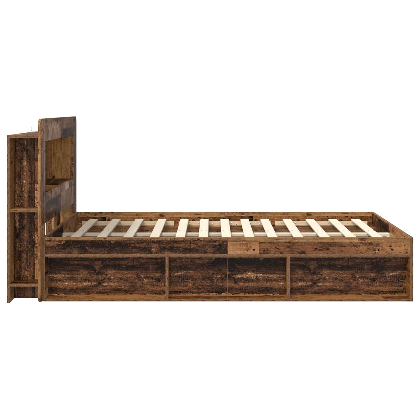 Bedframe met opslag Oud hout 140 x 200 cm Bewerkt hout is nu te koop bij PeponiXL, paradijselijk wonen!