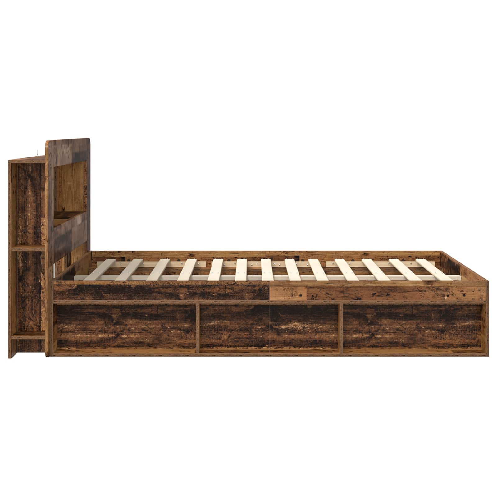 Bedframe met opslag Oud hout 140 x 200 cm Bewerkt hout is nu te koop bij PeponiXL, paradijselijk wonen!