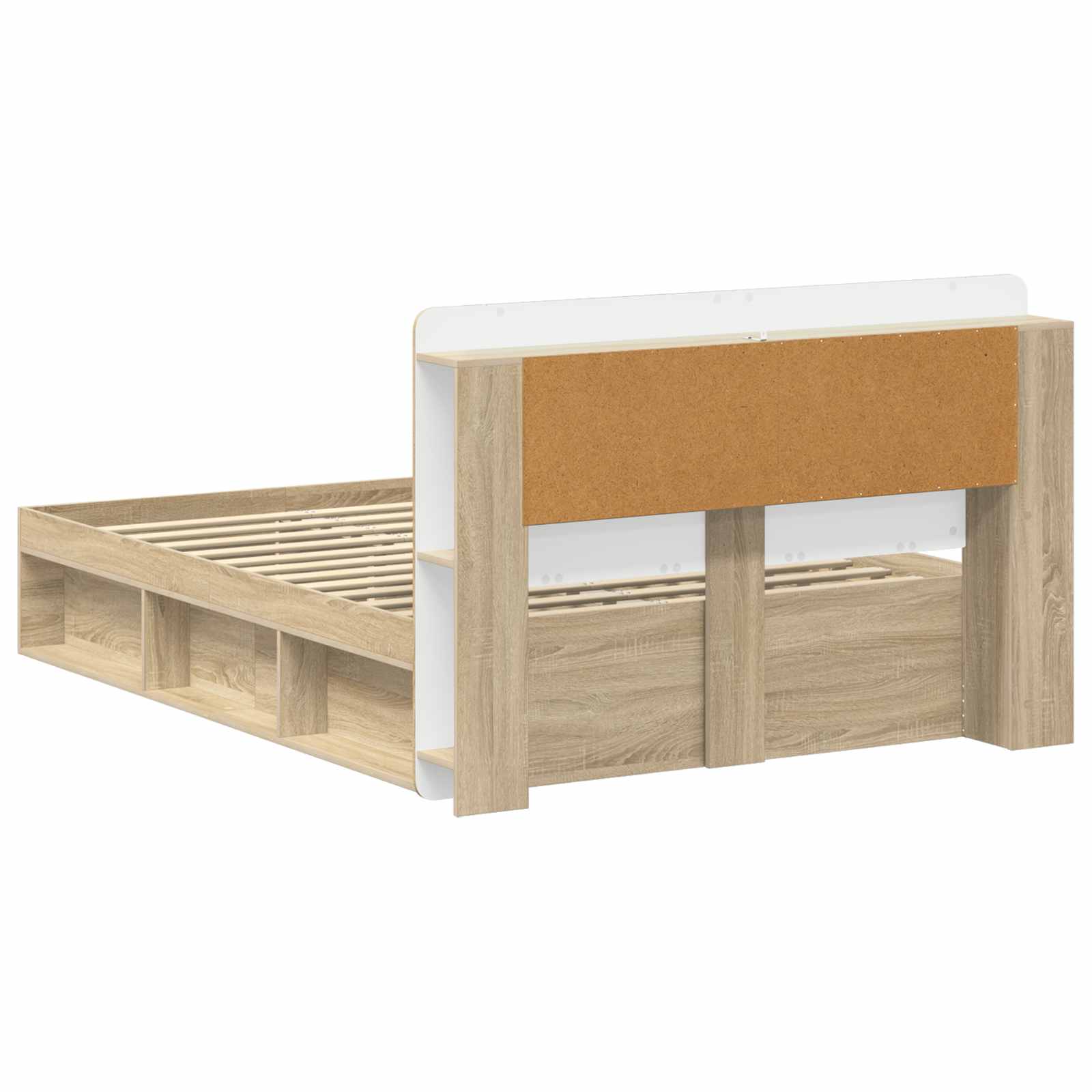 Bedframe met opslag Sonoma Eiken 140 x 200 cm Bewerkt hout is nu te koop bij PeponiXL, paradijselijk wonen!