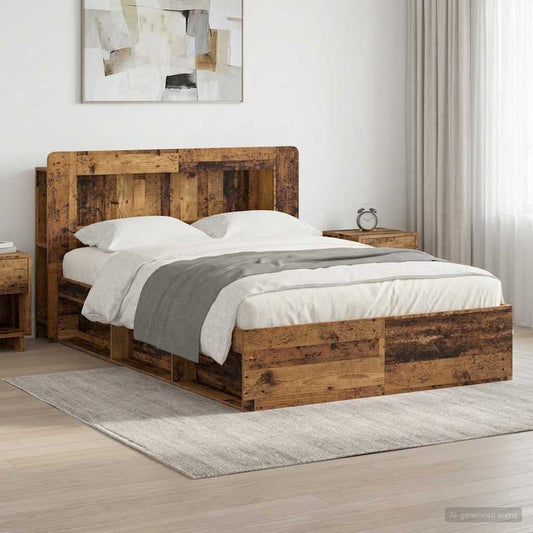 Bedframe met opslag Oud hout 160 x 200 cm Bewerkt hout is nu te koop bij PeponiXL, paradijselijk wonen!