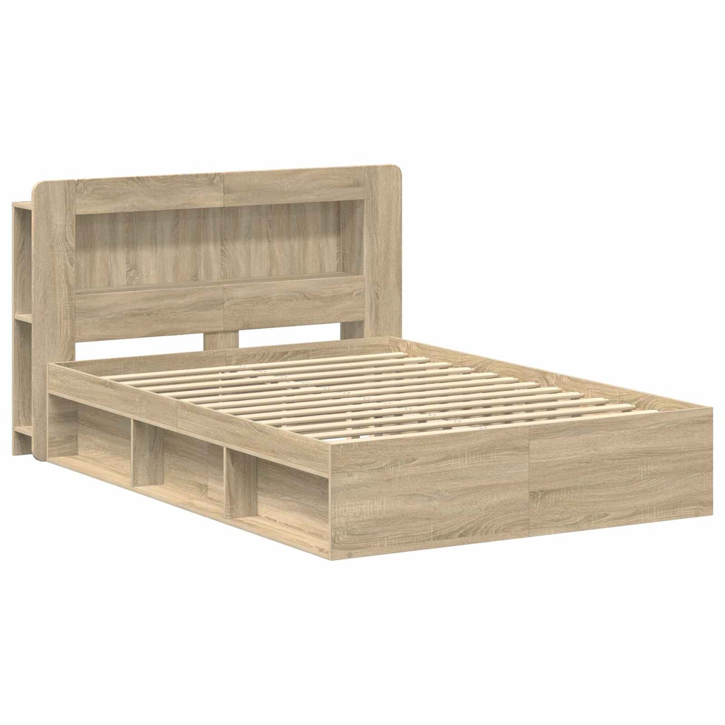 Bedframe met opslag Sonoma Eiken 160 x 200 cm Bewerkt hout is nu te koop bij PeponiXL, paradijselijk wonen!