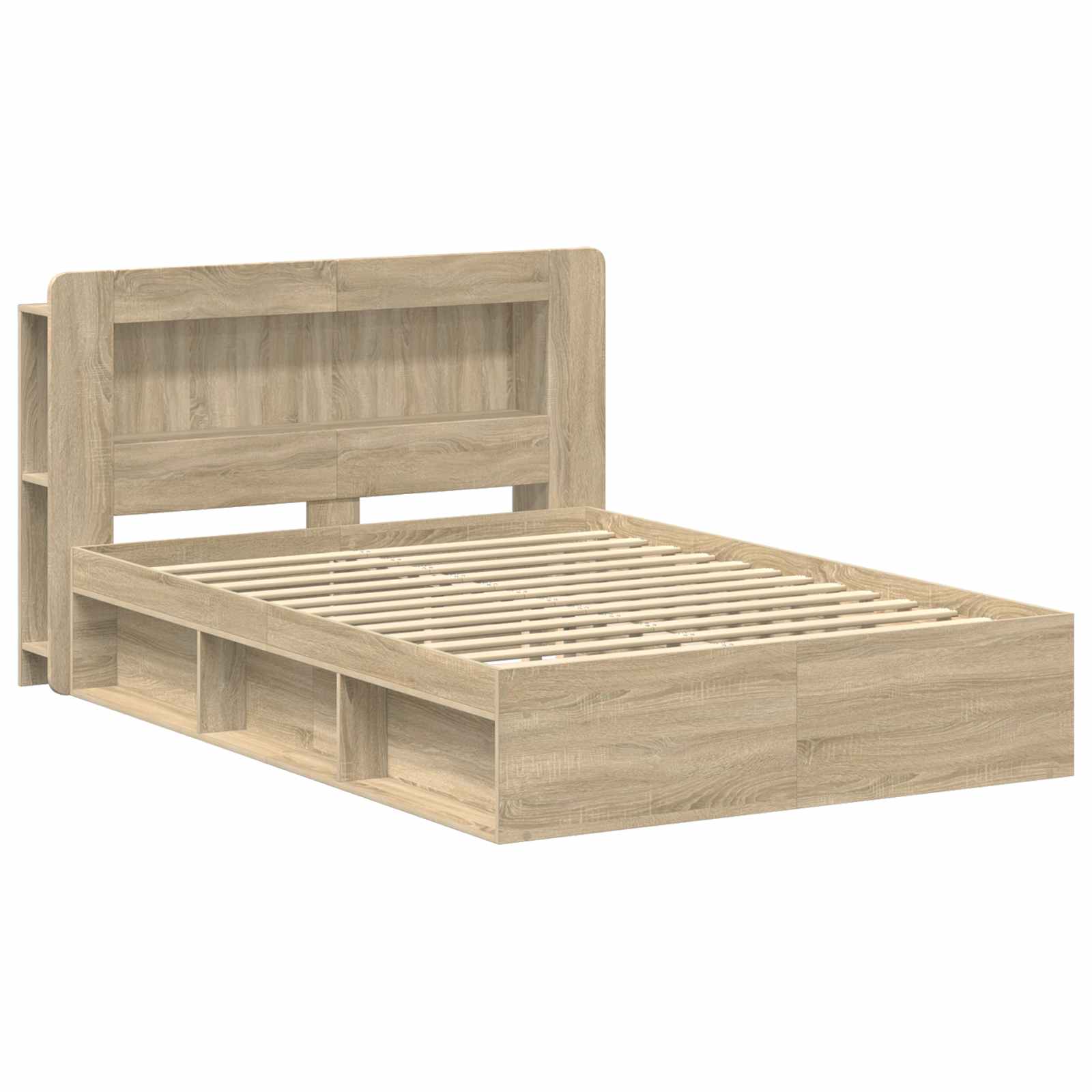 Bedframe met opslag Sonoma Eiken 160 x 200 cm Bewerkt hout is nu te koop bij PeponiXL, paradijselijk wonen!