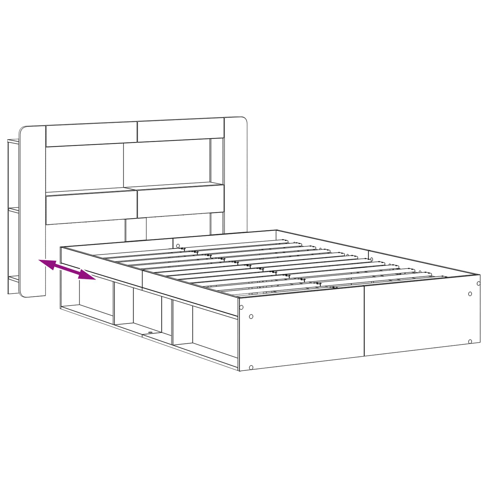 Bedframe met opslag Sonoma Eiken 160 x 200 cm Bewerkt hout is nu te koop bij PeponiXL, paradijselijk wonen!