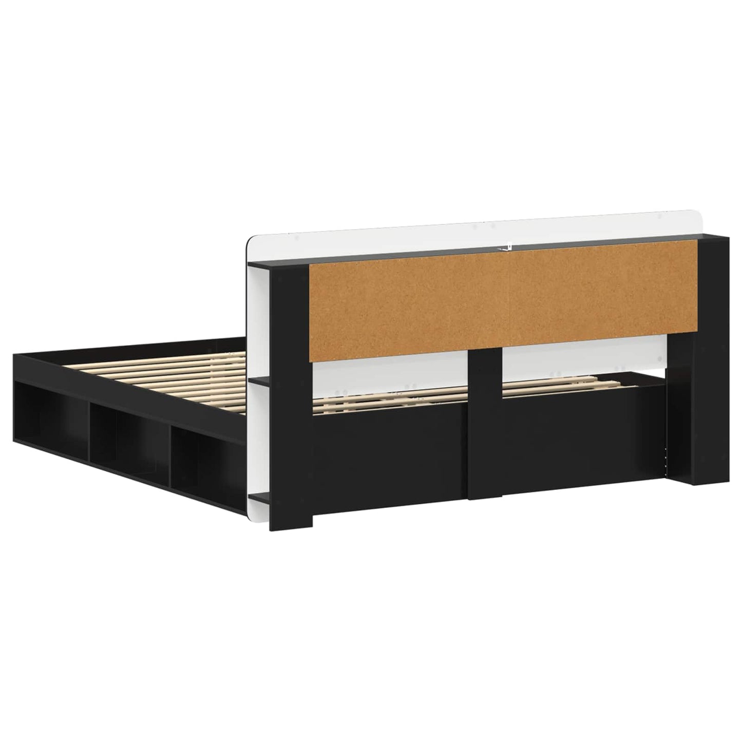 Bedframe met opslag Zwart 200 x 200 cm Bewerkt hout is nu te koop bij PeponiXL, paradijselijk wonen!