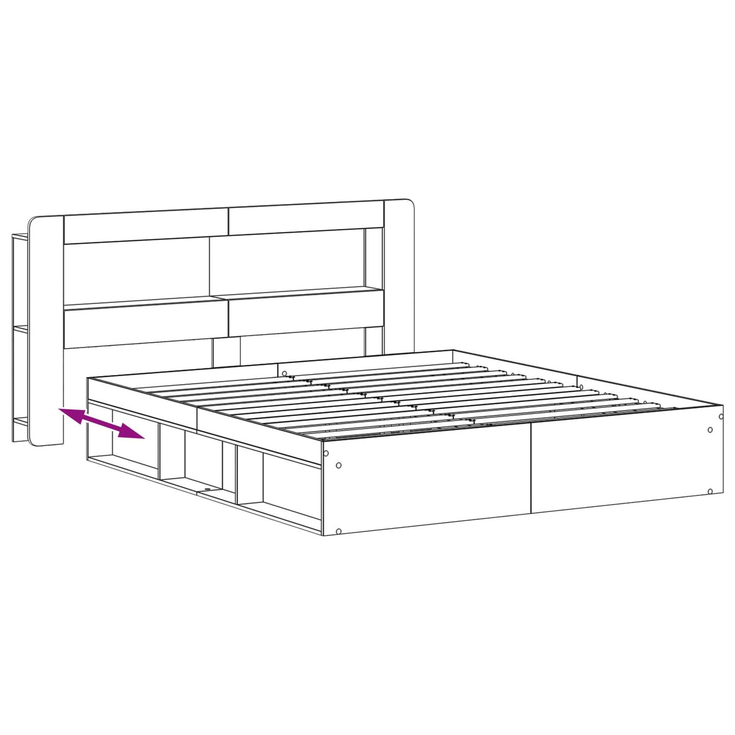 Bedframe met opslag Zwart 200 x 200 cm Bewerkt hout is nu te koop bij PeponiXL, paradijselijk wonen!