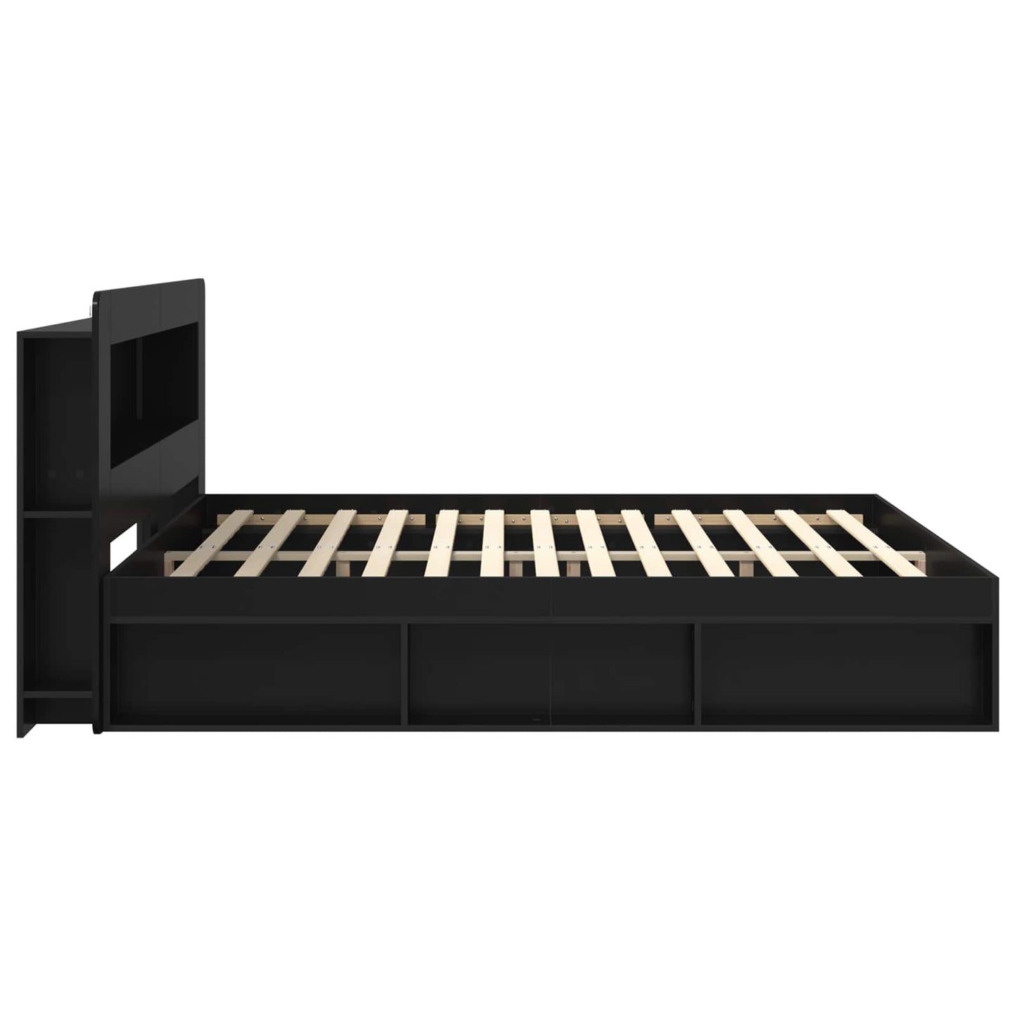 Bedframe met opslag Zwart 200 x 200 cm Bewerkt hout is nu te koop bij PeponiXL, paradijselijk wonen!