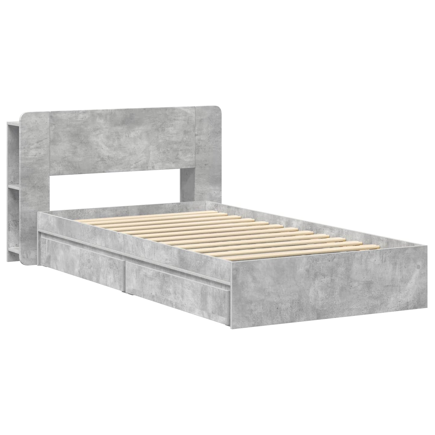 Bedframe met opslag Betongrijs 75 x 190 cm Bewerkt hout is nu te koop bij PeponiXL, paradijselijk wonen!
