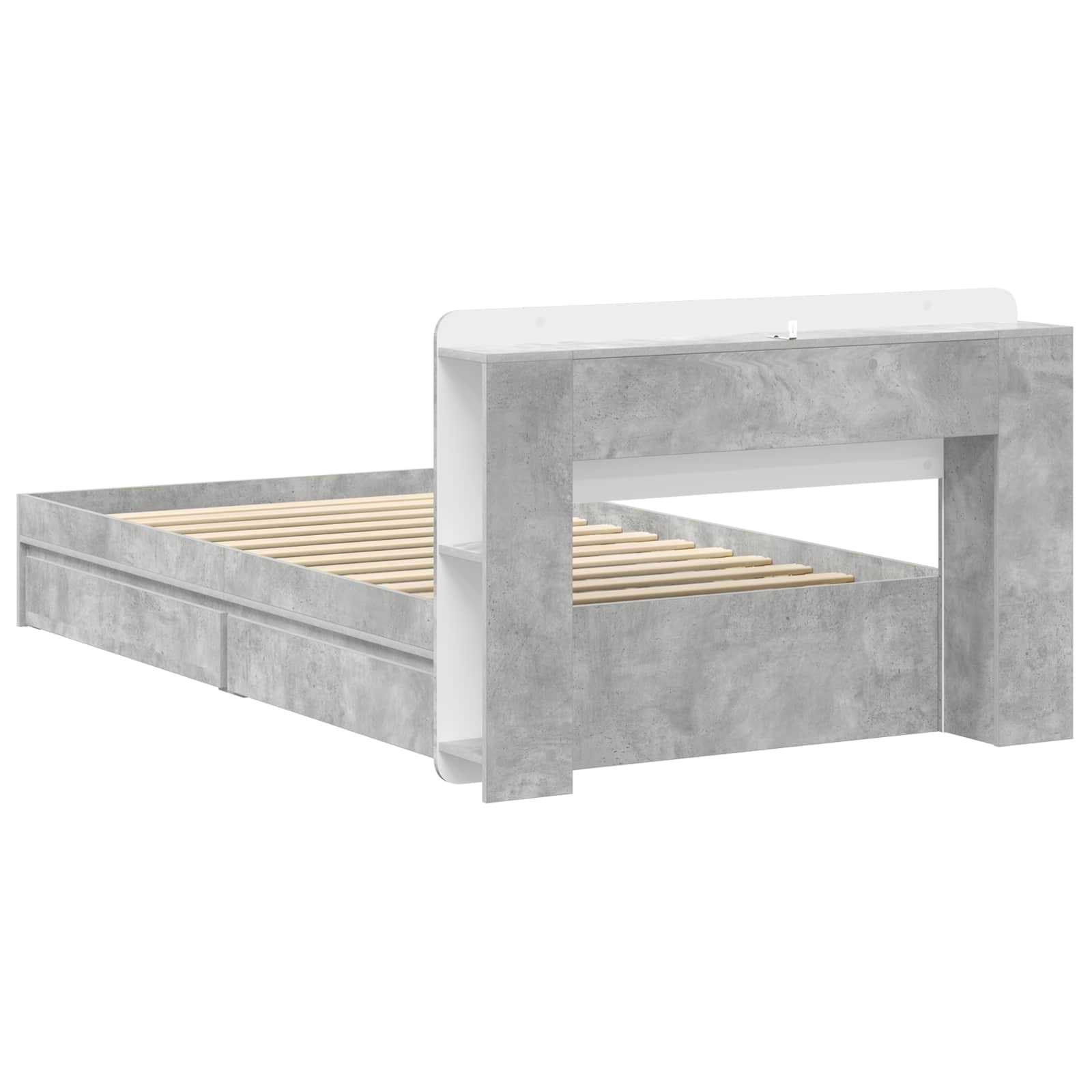 Bedframe met opslag Betongrijs 75 x 190 cm Bewerkt hout is nu te koop bij PeponiXL, paradijselijk wonen!