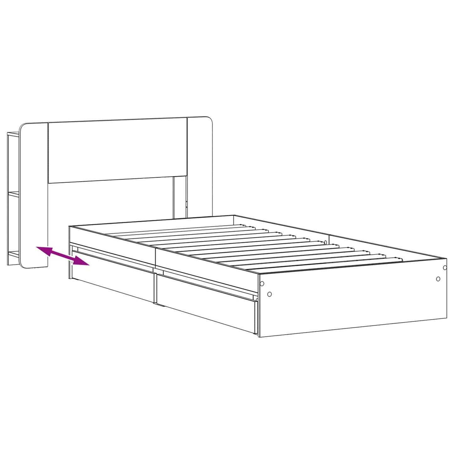 Bedframe met opslag Betongrijs 75 x 190 cm Bewerkt hout is nu te koop bij PeponiXL, paradijselijk wonen!
