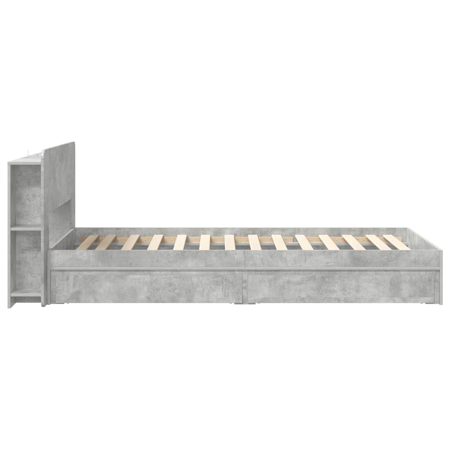 Bedframe met opslag Betongrijs 75 x 190 cm Bewerkt hout is nu te koop bij PeponiXL, paradijselijk wonen!