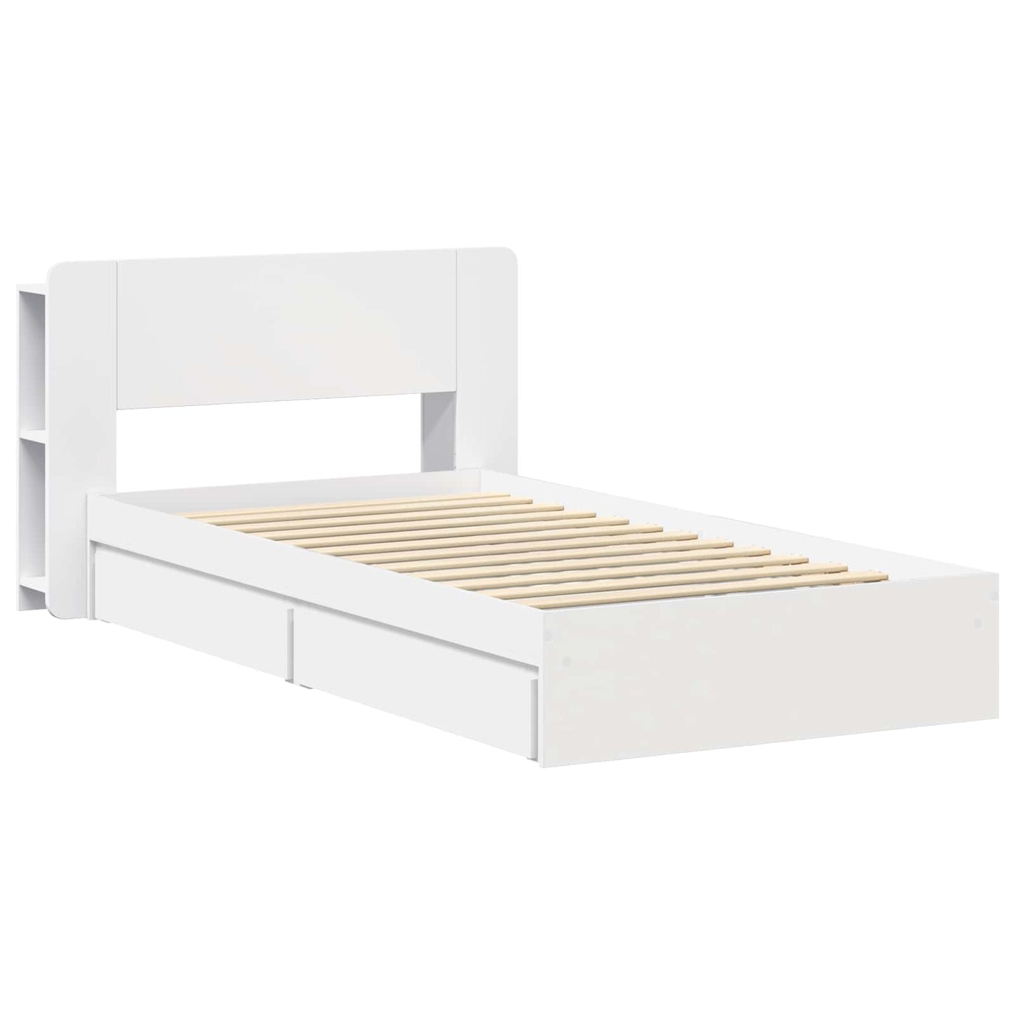 Bedframe met opslag met lade Wit 75 x 190 cm Bewerkt hout is nu te koop bij PeponiXL, paradijselijk wonen!