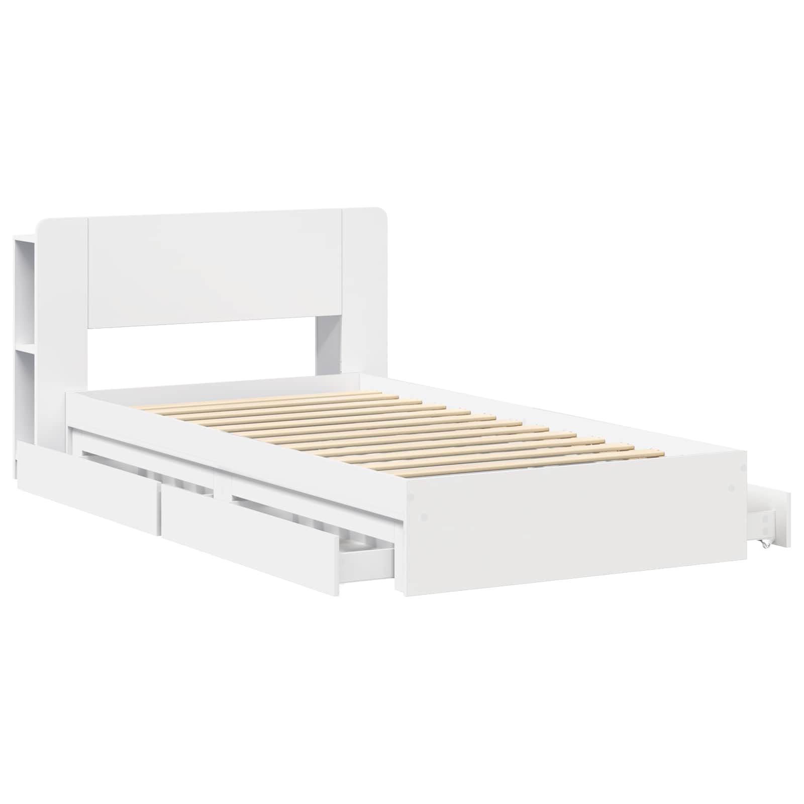 Bedframe met opslag met lade Wit 75 x 190 cm Bewerkt hout is nu te koop bij PeponiXL, paradijselijk wonen!