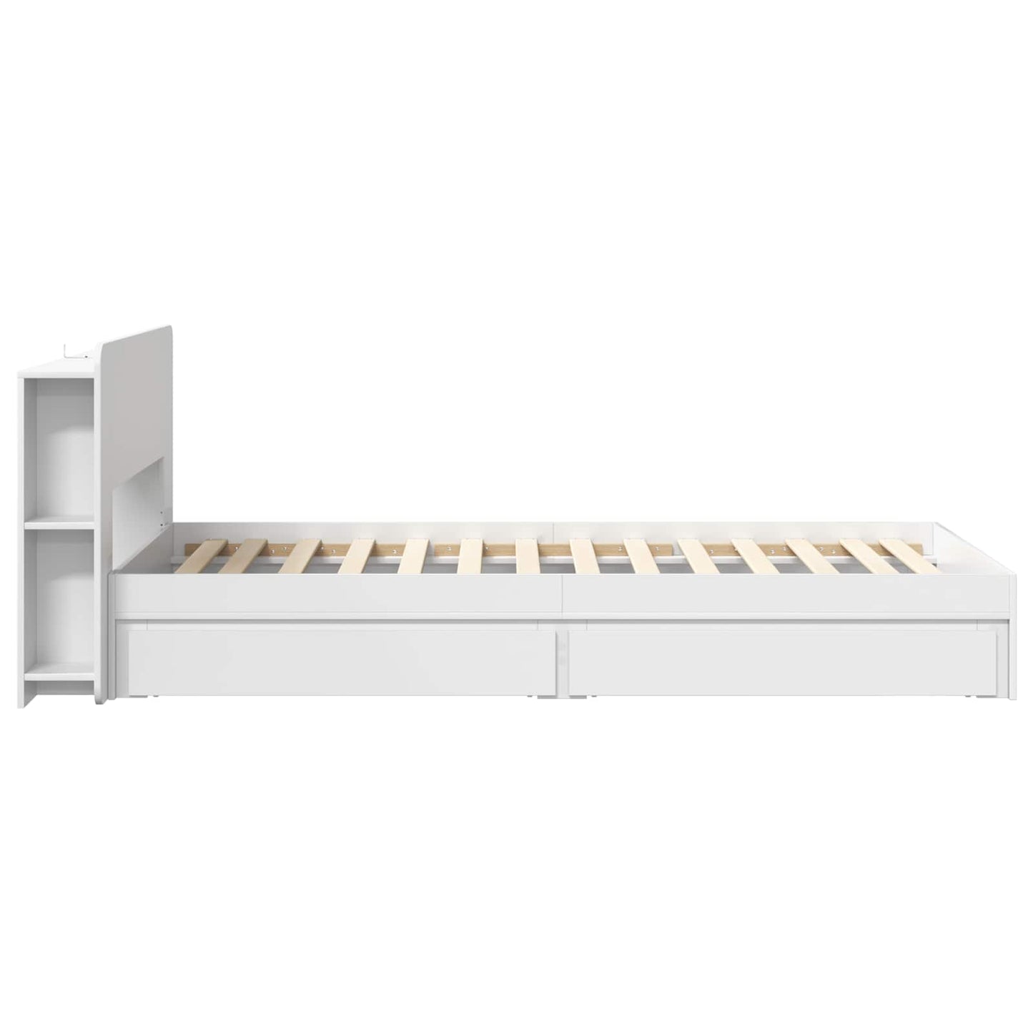 Bedframe met opslag met lade Wit 75 x 190 cm Bewerkt hout is nu te koop bij PeponiXL, paradijselijk wonen!