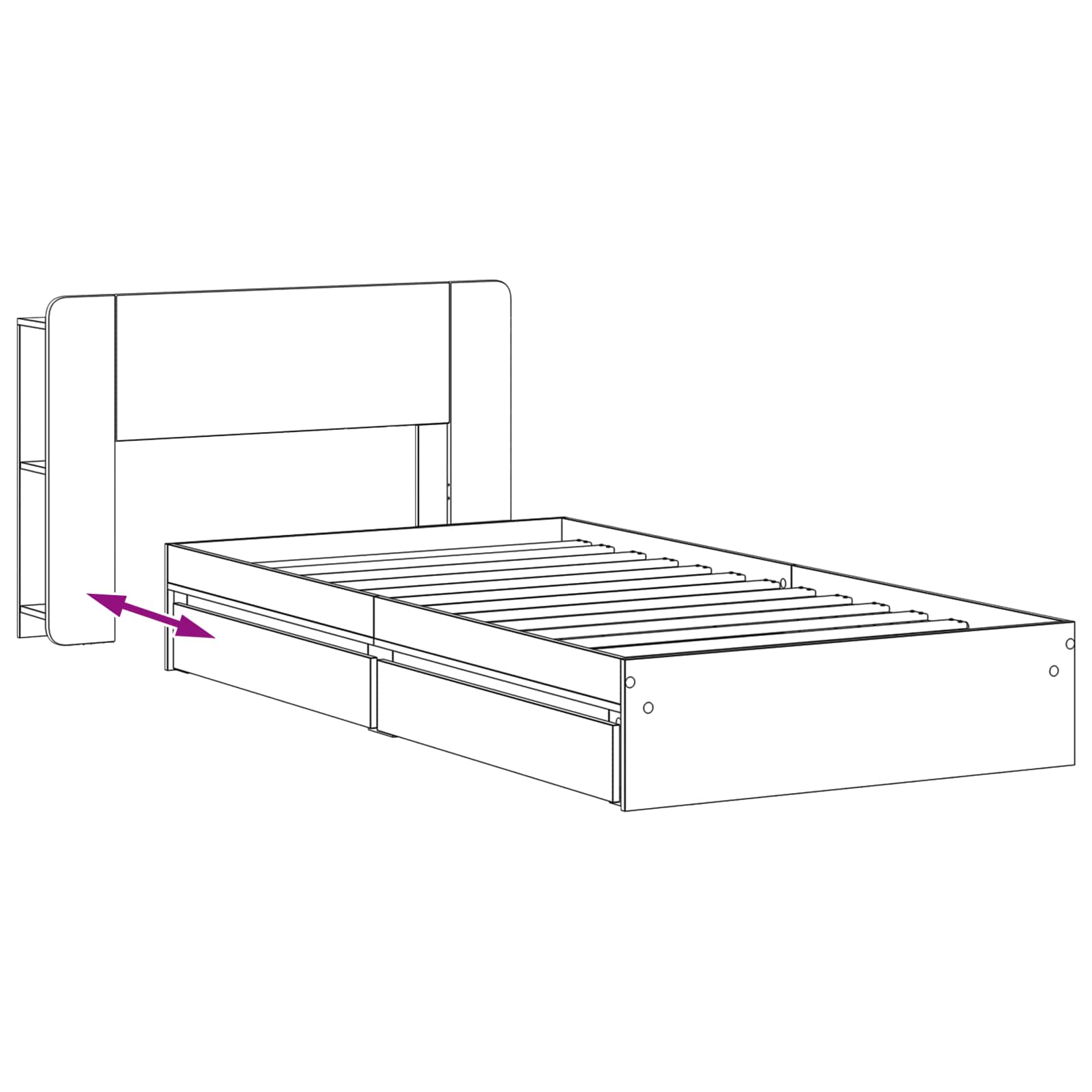 Bedframe met opslag Betongrijs 90 x 190 cm Bewerkt hout is nu te koop bij PeponiXL, paradijselijk wonen!