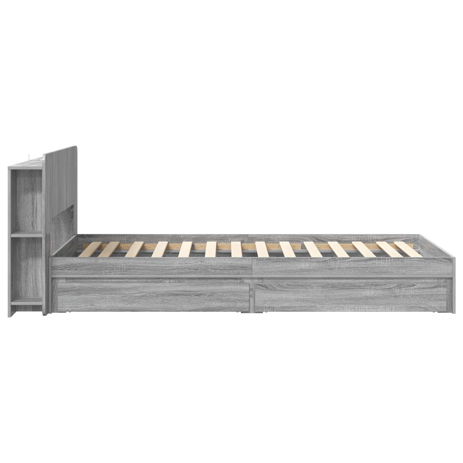Bedframe met opslag Grijs Sonoma 100 x 200 cm Bewerkt hout is nu te koop bij PeponiXL, paradijselijk wonen!