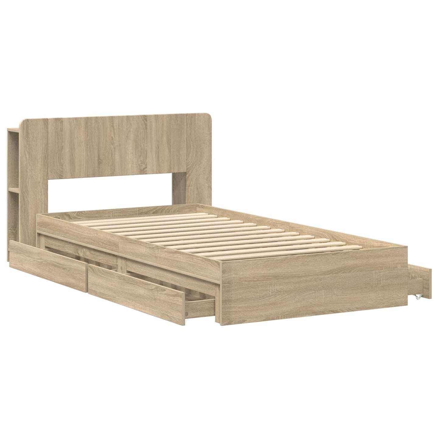 Bedframe met opslag Sonoma Eiken 100 x 200 cm Bewerkt hout is nu te koop bij PeponiXL, paradijselijk wonen!