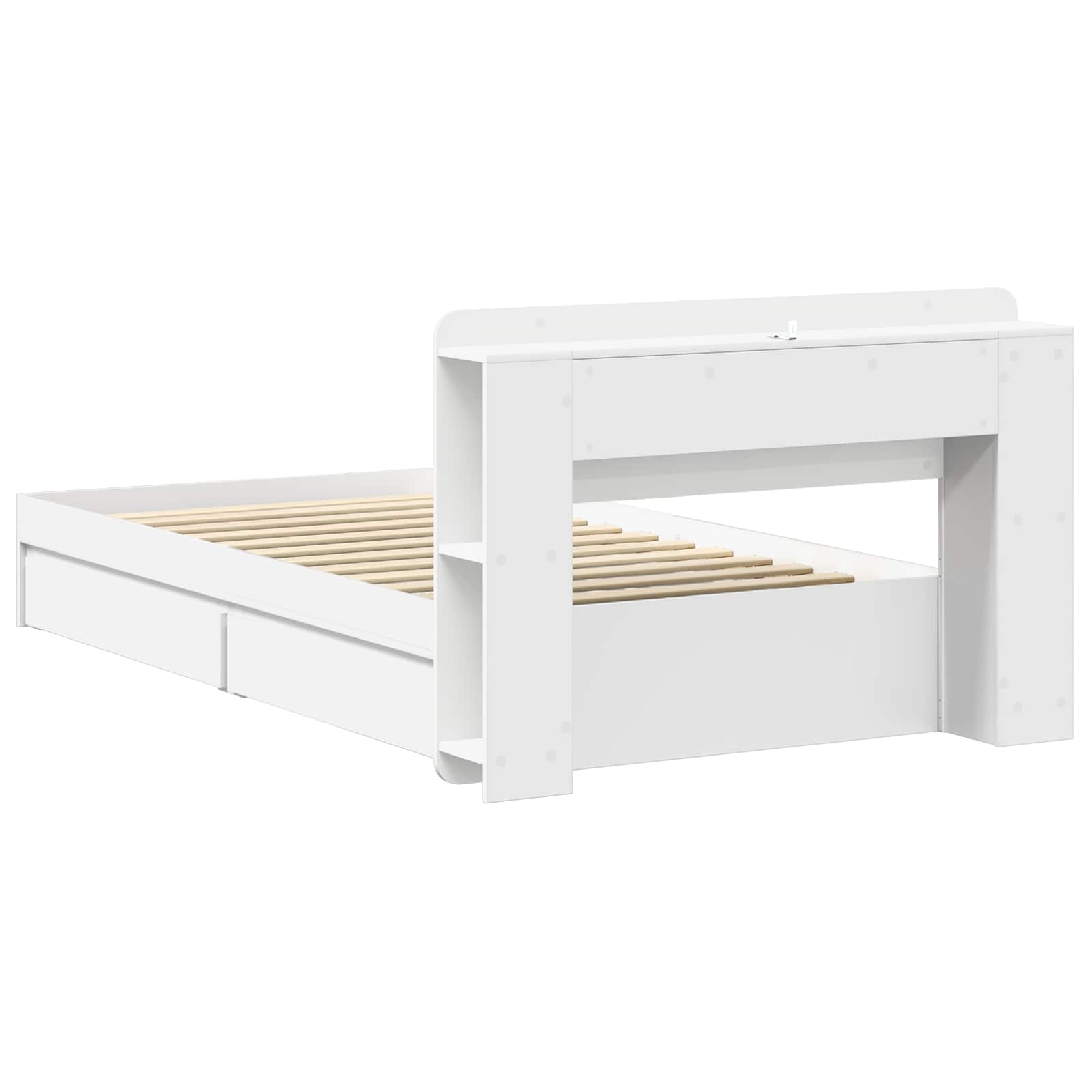 Bedframe met opslag met lade Wit 90 x 200 cm Bewerkt hout is nu te koop bij PeponiXL, paradijselijk wonen!