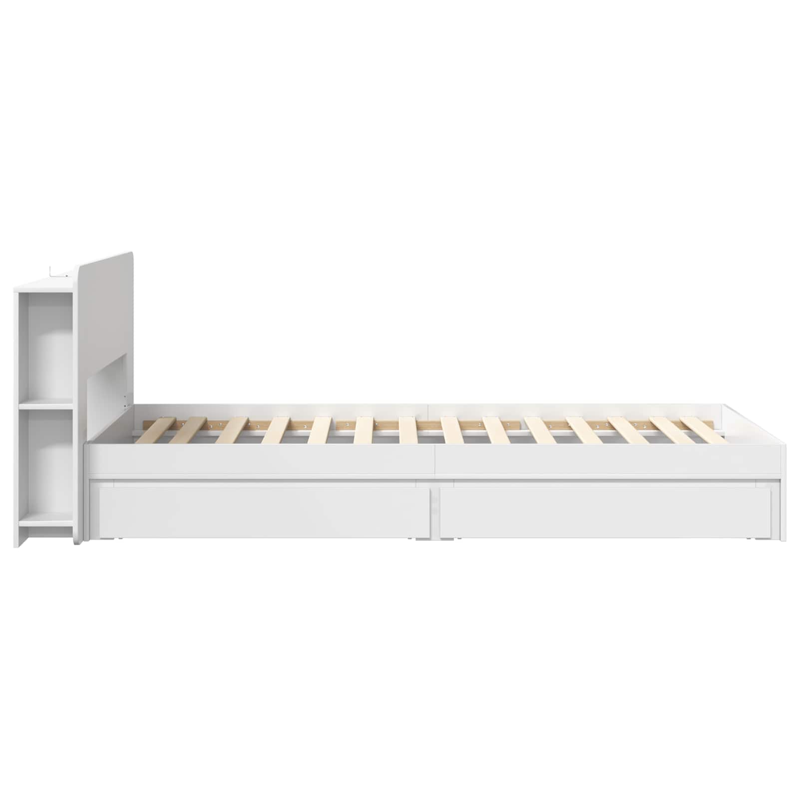 Bedframe met opslag met lade Wit 90 x 200 cm Bewerkt hout is nu te koop bij PeponiXL, paradijselijk wonen!