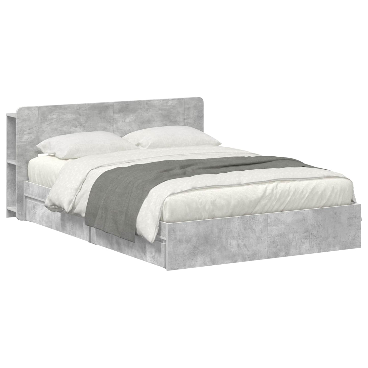 Bedframe met opslag Betongrijs 150 x 200 cm Bewerkt hout is nu te koop bij PeponiXL, paradijselijk wonen!