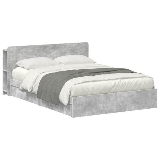 Bedframe met opslag Betongrijs 150 x 200 cm Bewerkt hout is nu te koop bij PeponiXL, paradijselijk wonen!