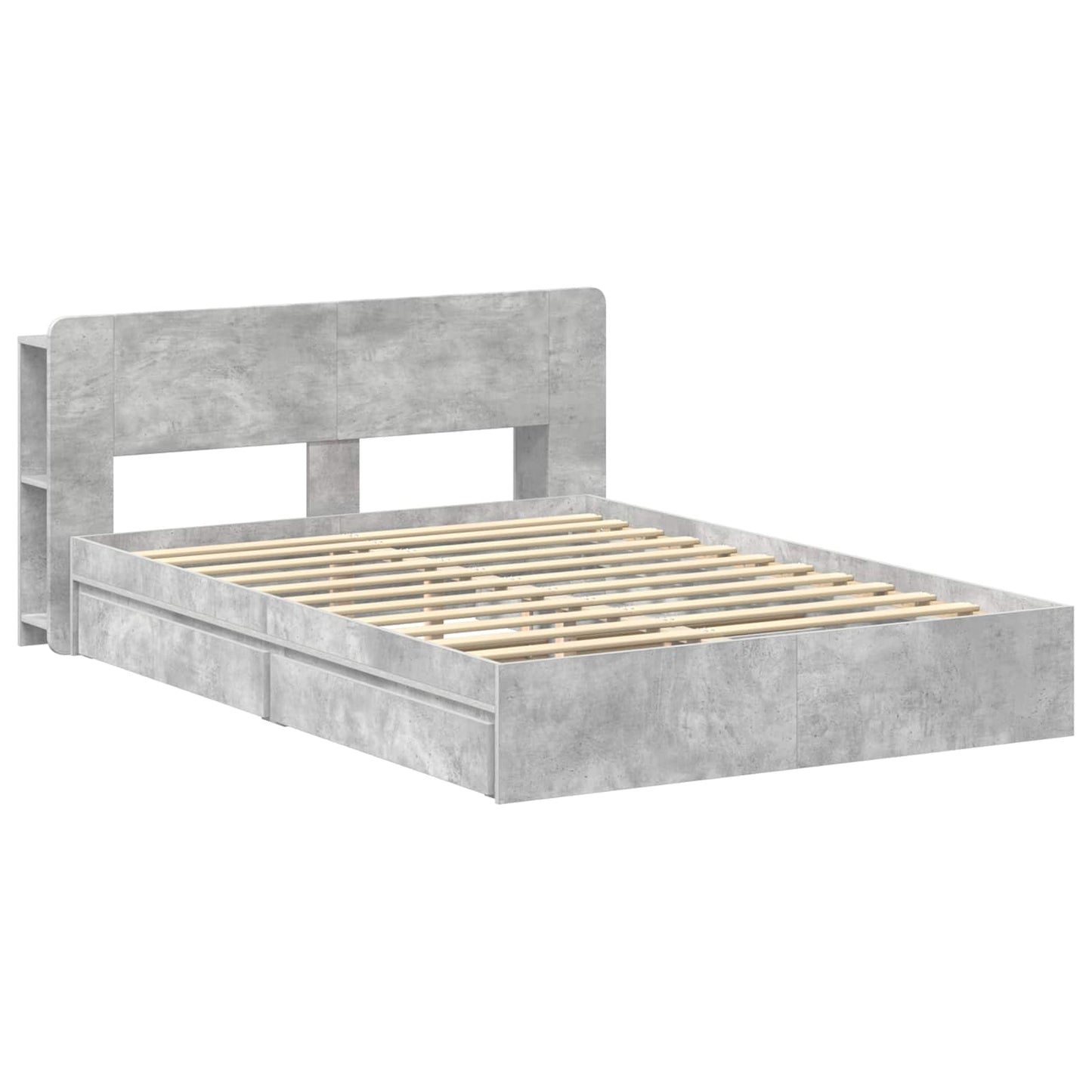 Bedframe met opslag Betongrijs 150 x 200 cm Bewerkt hout is nu te koop bij PeponiXL, paradijselijk wonen!