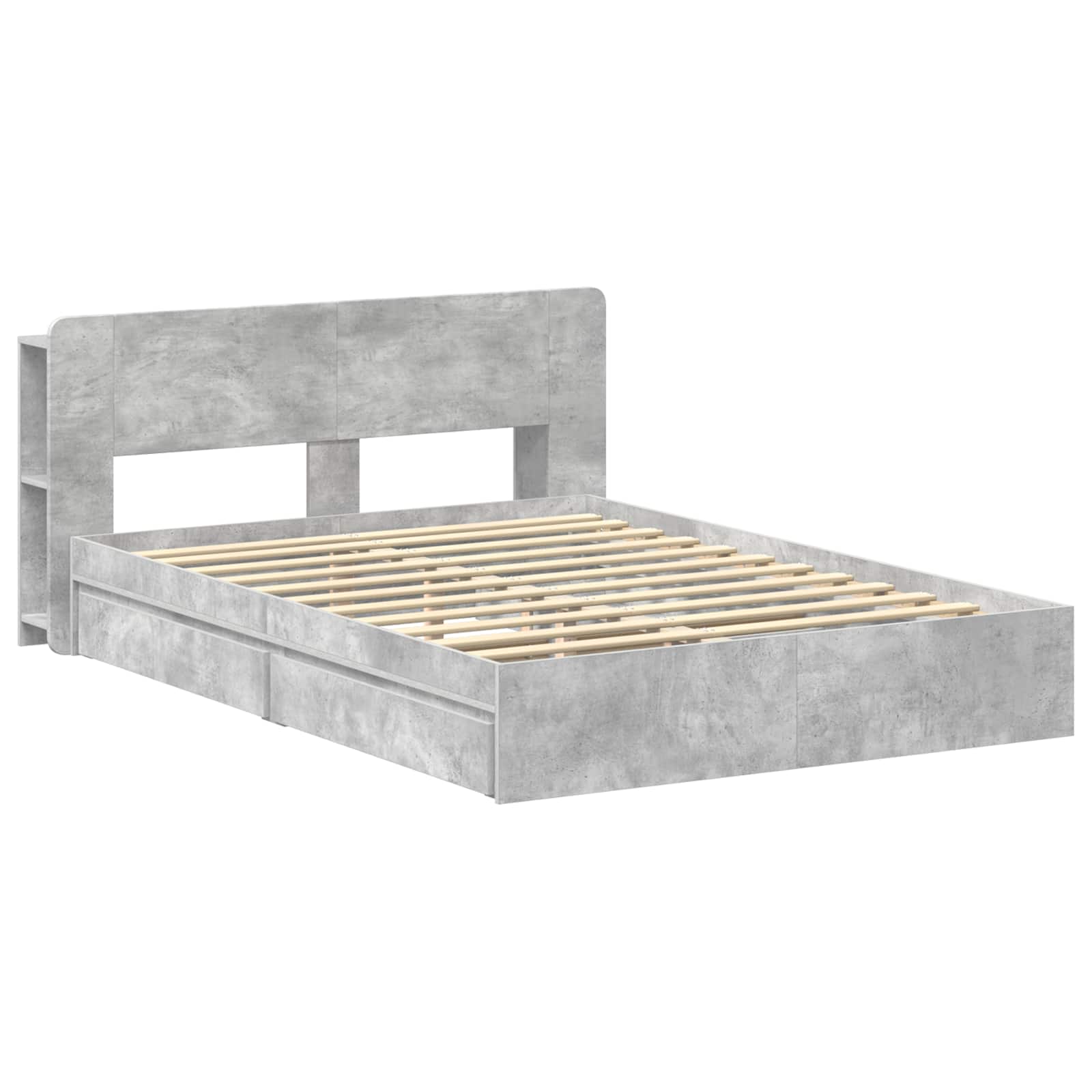 Bedframe met opslag Betongrijs 150 x 200 cm Bewerkt hout is nu te koop bij PeponiXL, paradijselijk wonen!