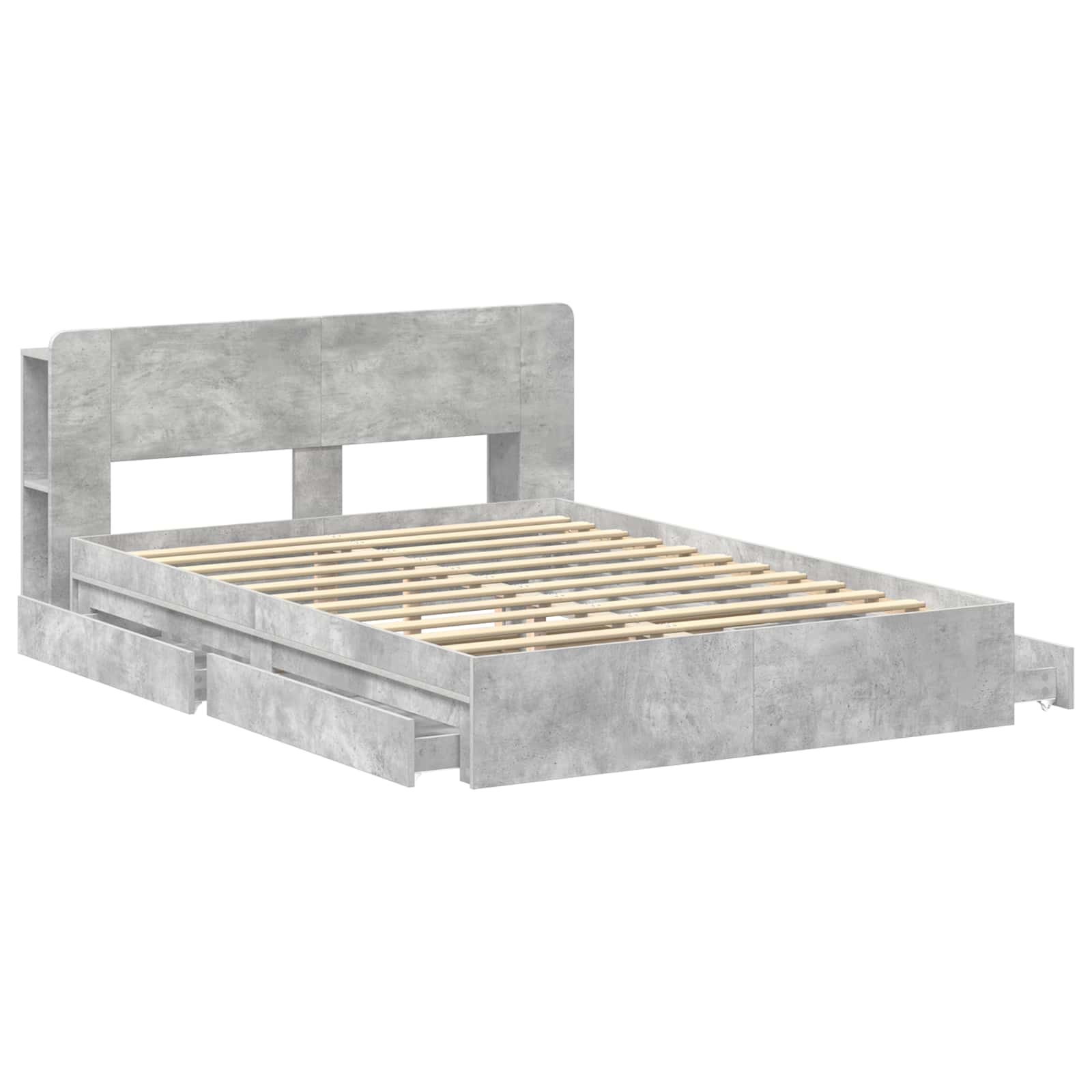 Bedframe met opslag Betongrijs 150 x 200 cm Bewerkt hout is nu te koop bij PeponiXL, paradijselijk wonen!