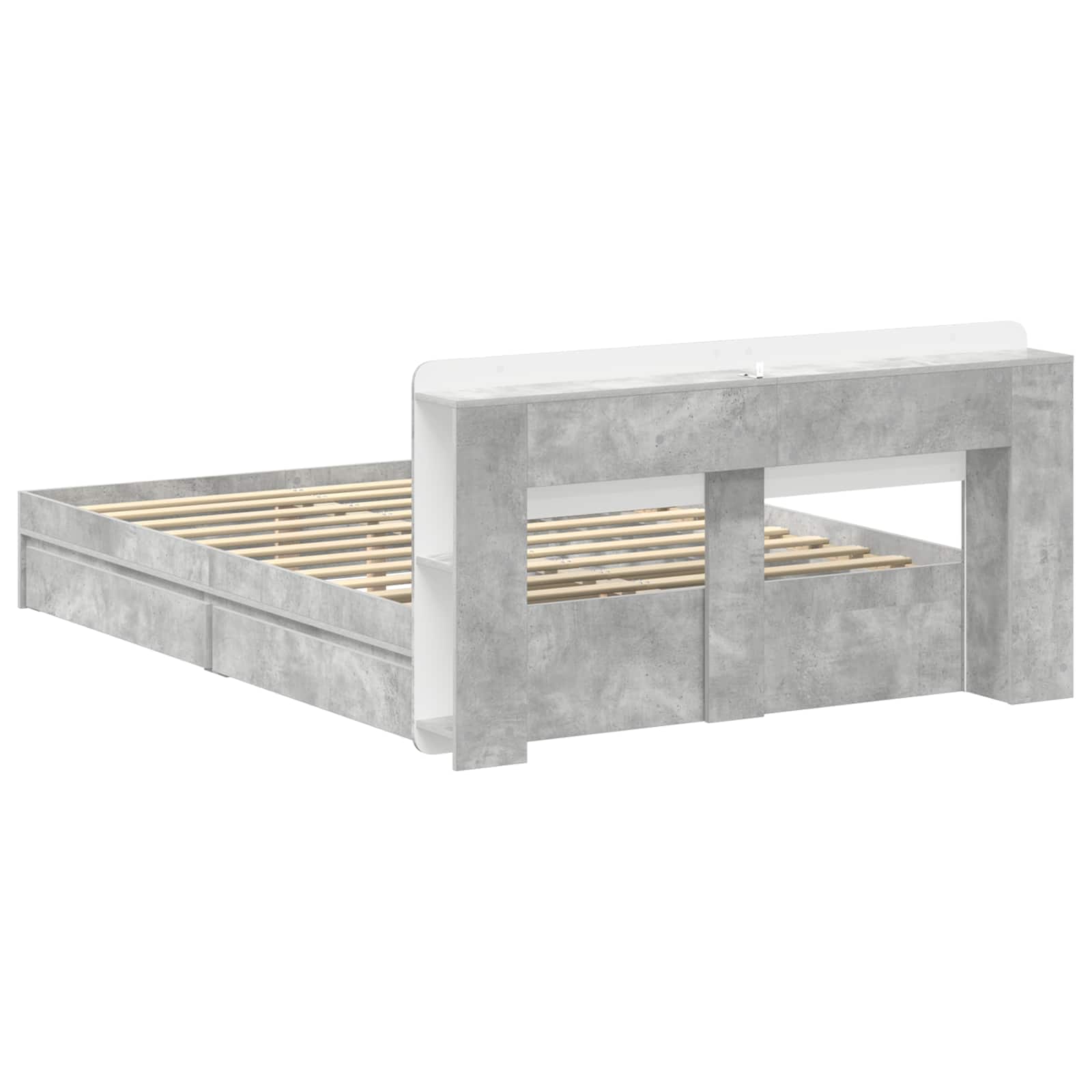 Bedframe met opslag Betongrijs 150 x 200 cm Bewerkt hout is nu te koop bij PeponiXL, paradijselijk wonen!