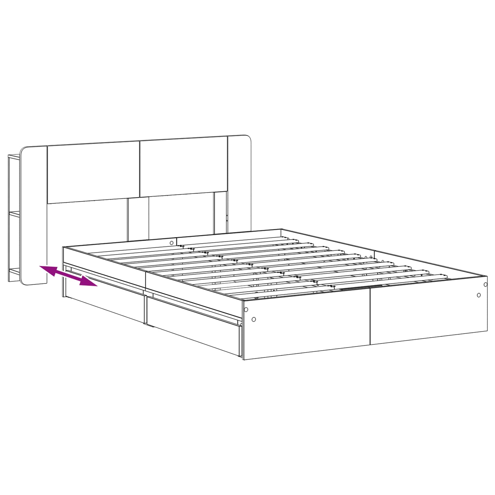 Bedframe met opslag Betongrijs 150 x 200 cm Bewerkt hout is nu te koop bij PeponiXL, paradijselijk wonen!