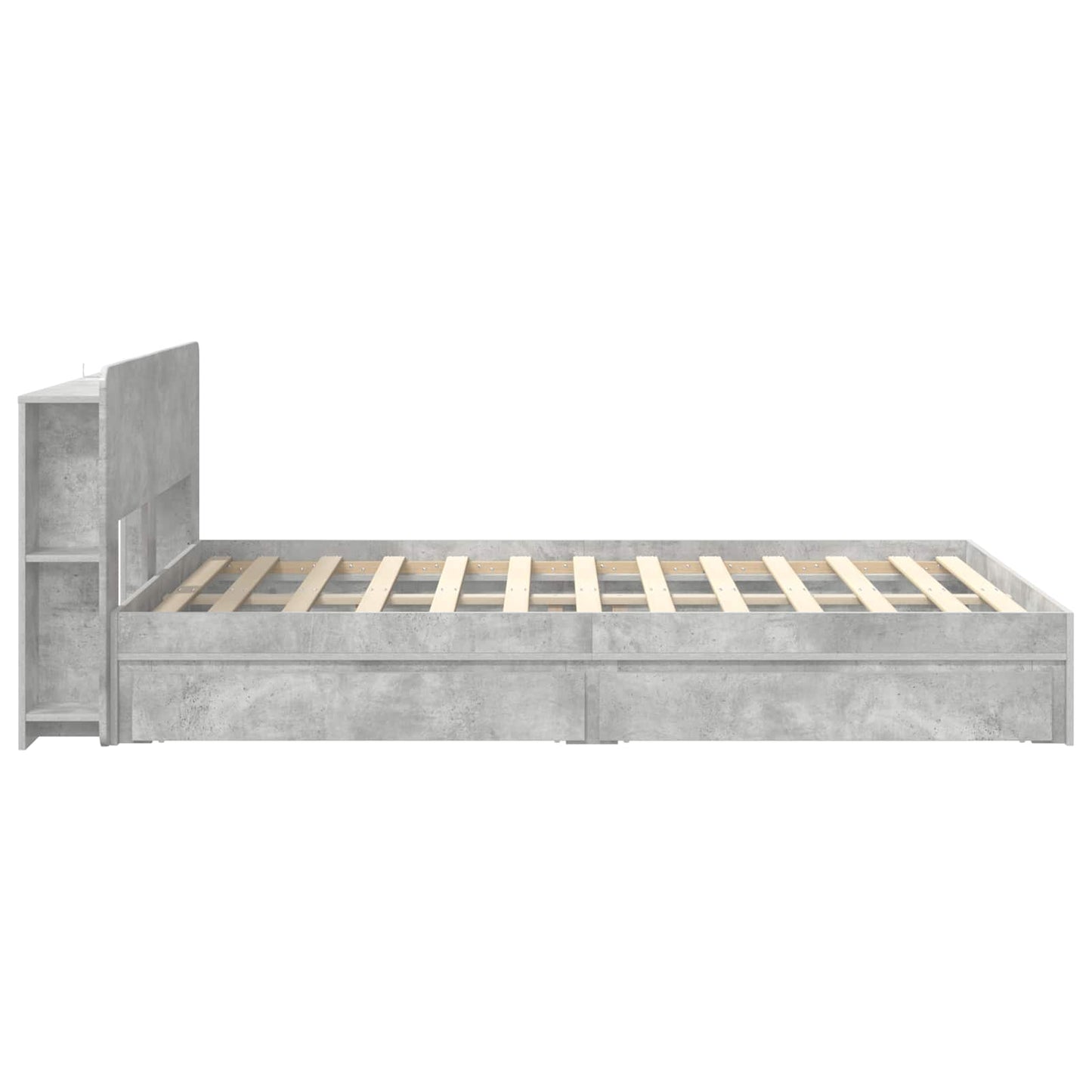 Bedframe met opslag Betongrijs 150 x 200 cm Bewerkt hout is nu te koop bij PeponiXL, paradijselijk wonen!