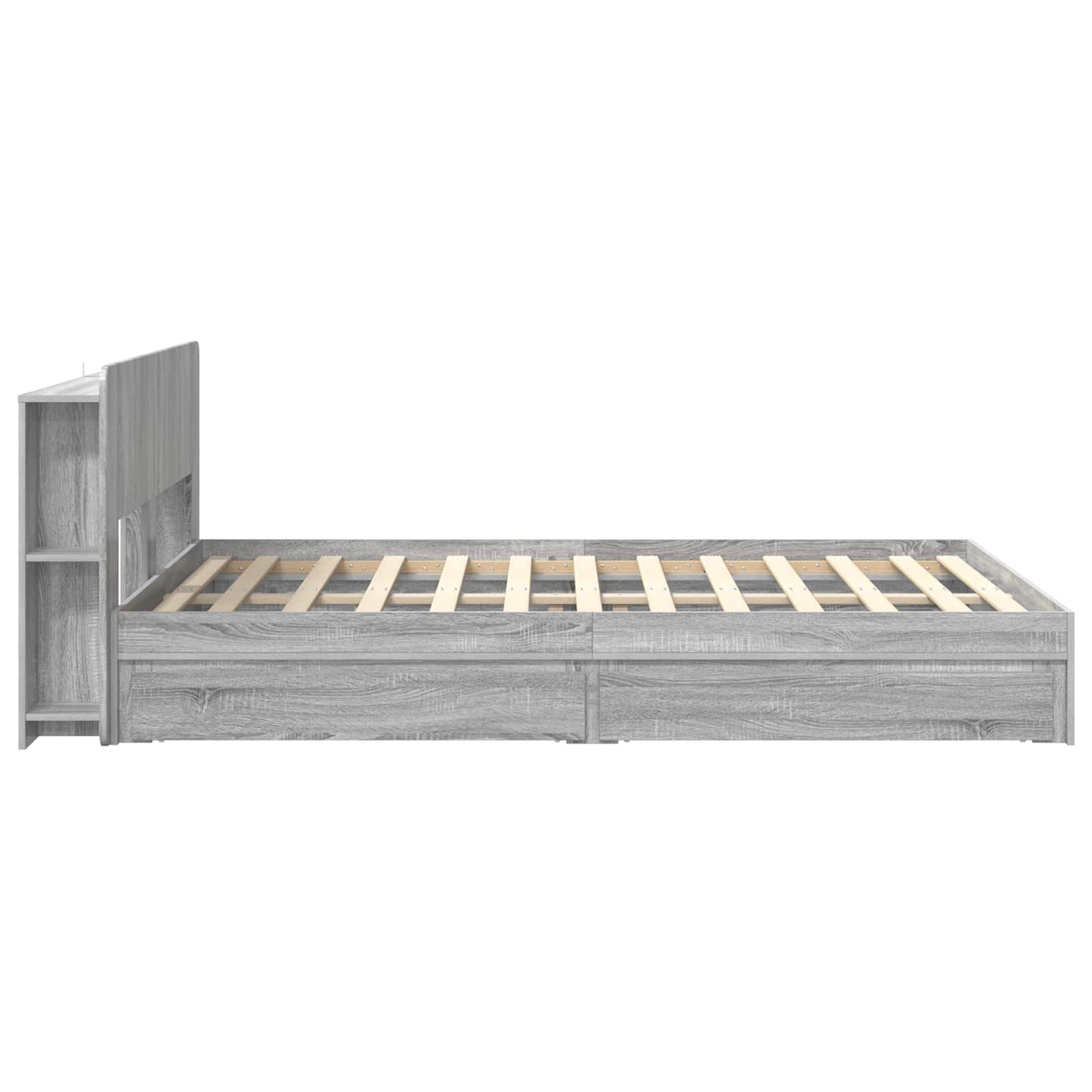 Bedframe met opslag Grijs Sonoma 160 x 200 cm Bewerkt hout is nu te koop bij PeponiXL, paradijselijk wonen!