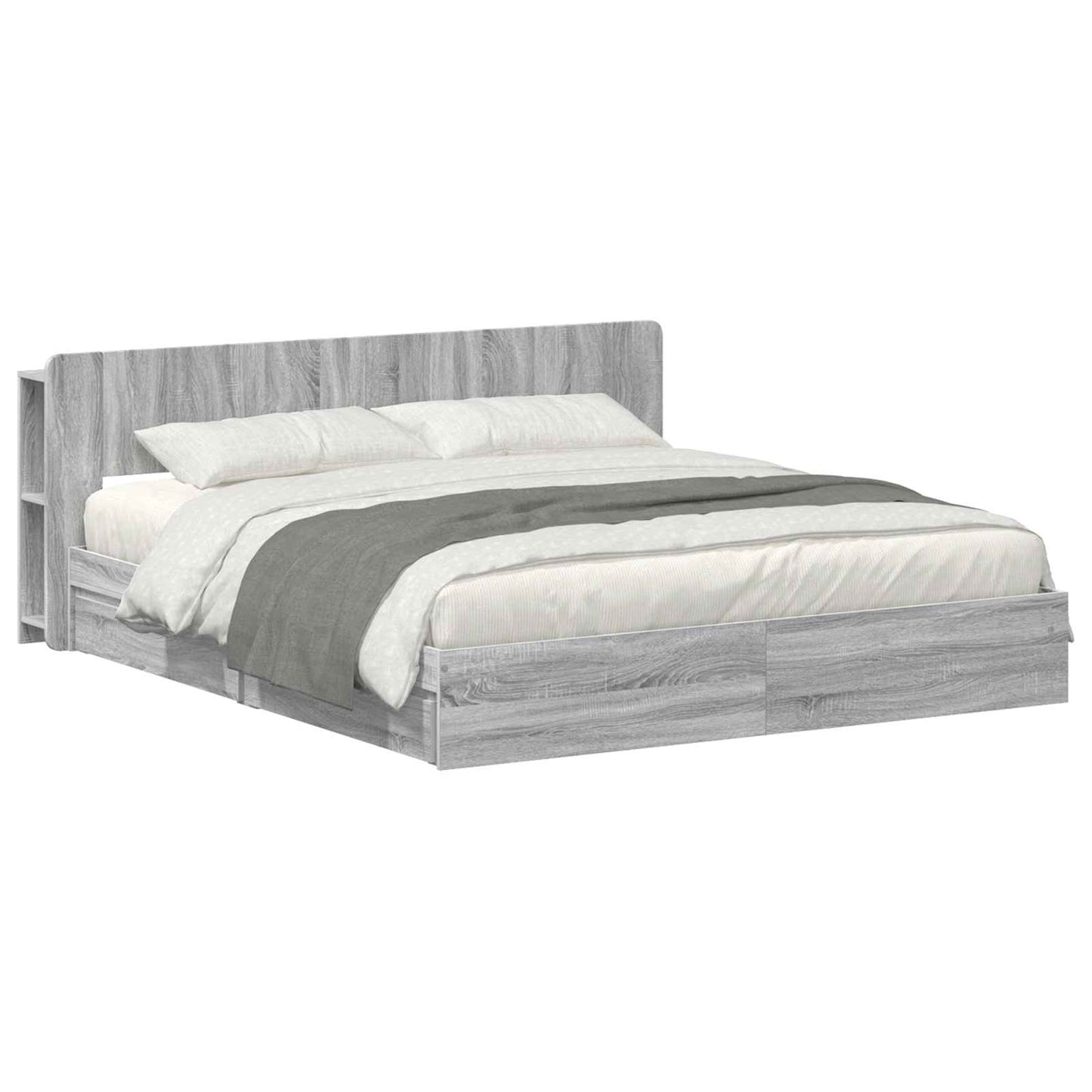 Bedframe met opslag Grijs Sonoma 180 x 200 cm Bewerkt hout is nu te koop bij PeponiXL, paradijselijk wonen!