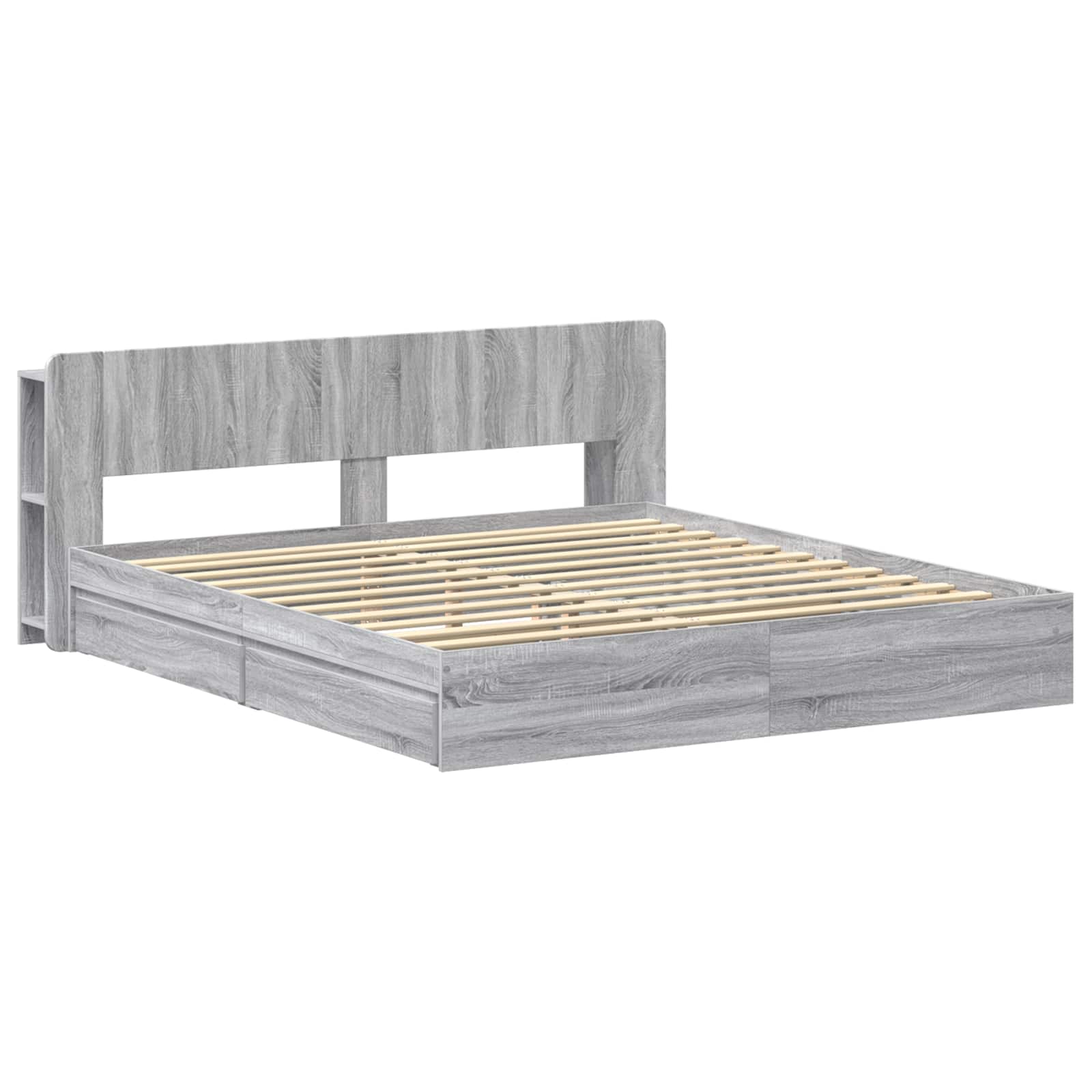 Bedframe met opslag Grijs Sonoma 180 x 200 cm Bewerkt hout is nu te koop bij PeponiXL, paradijselijk wonen!