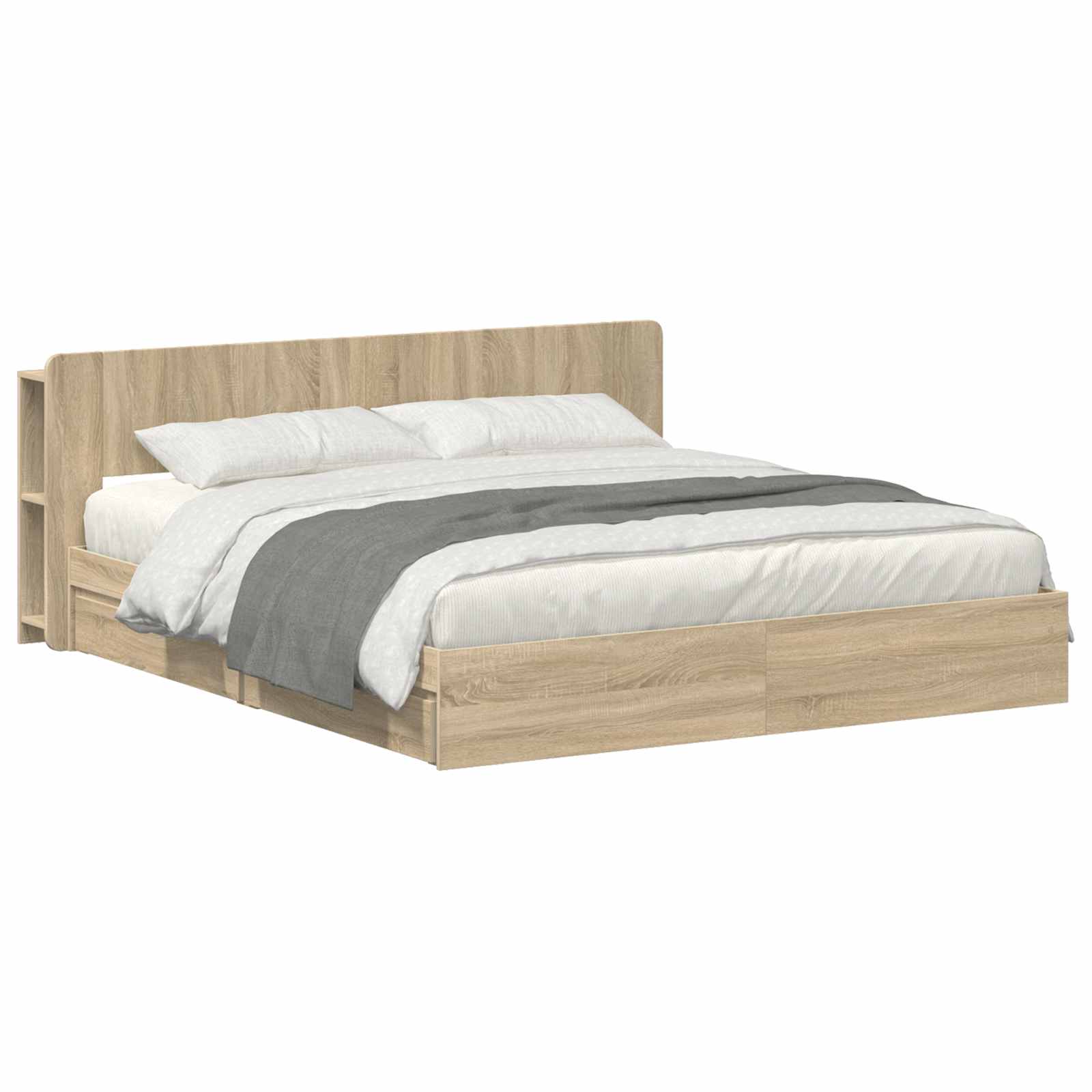 Bedframe met opslag Sonoma Eiken 180 x 200 cm Bewerkt hout is nu te koop bij PeponiXL, paradijselijk wonen!