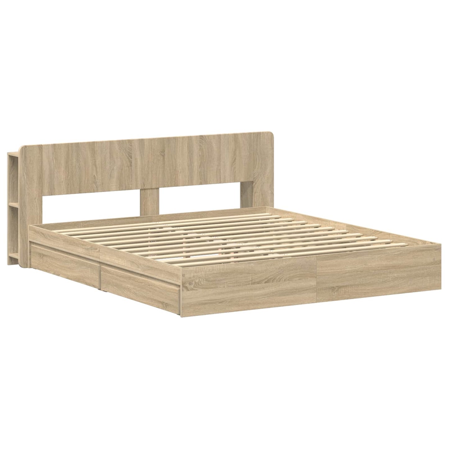 Bedframe met opslag Sonoma Eiken 180 x 200 cm Bewerkt hout is nu te koop bij PeponiXL, paradijselijk wonen!