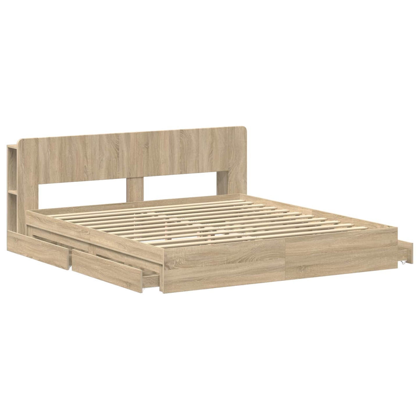 Bedframe met opslag Sonoma Eiken 180 x 200 cm Bewerkt hout is nu te koop bij PeponiXL, paradijselijk wonen!