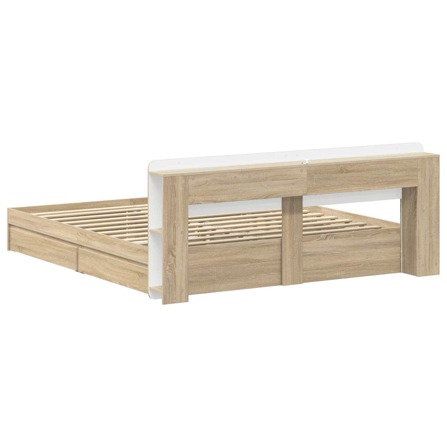 Bedframe met opslag Sonoma Eiken 180 x 200 cm Bewerkt hout is nu te koop bij PeponiXL, paradijselijk wonen!