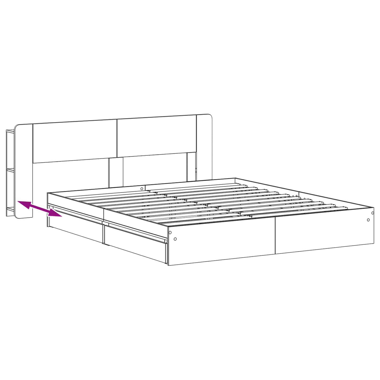 Bedframe met opslag Sonoma Eiken 180 x 200 cm Bewerkt hout is nu te koop bij PeponiXL, paradijselijk wonen!