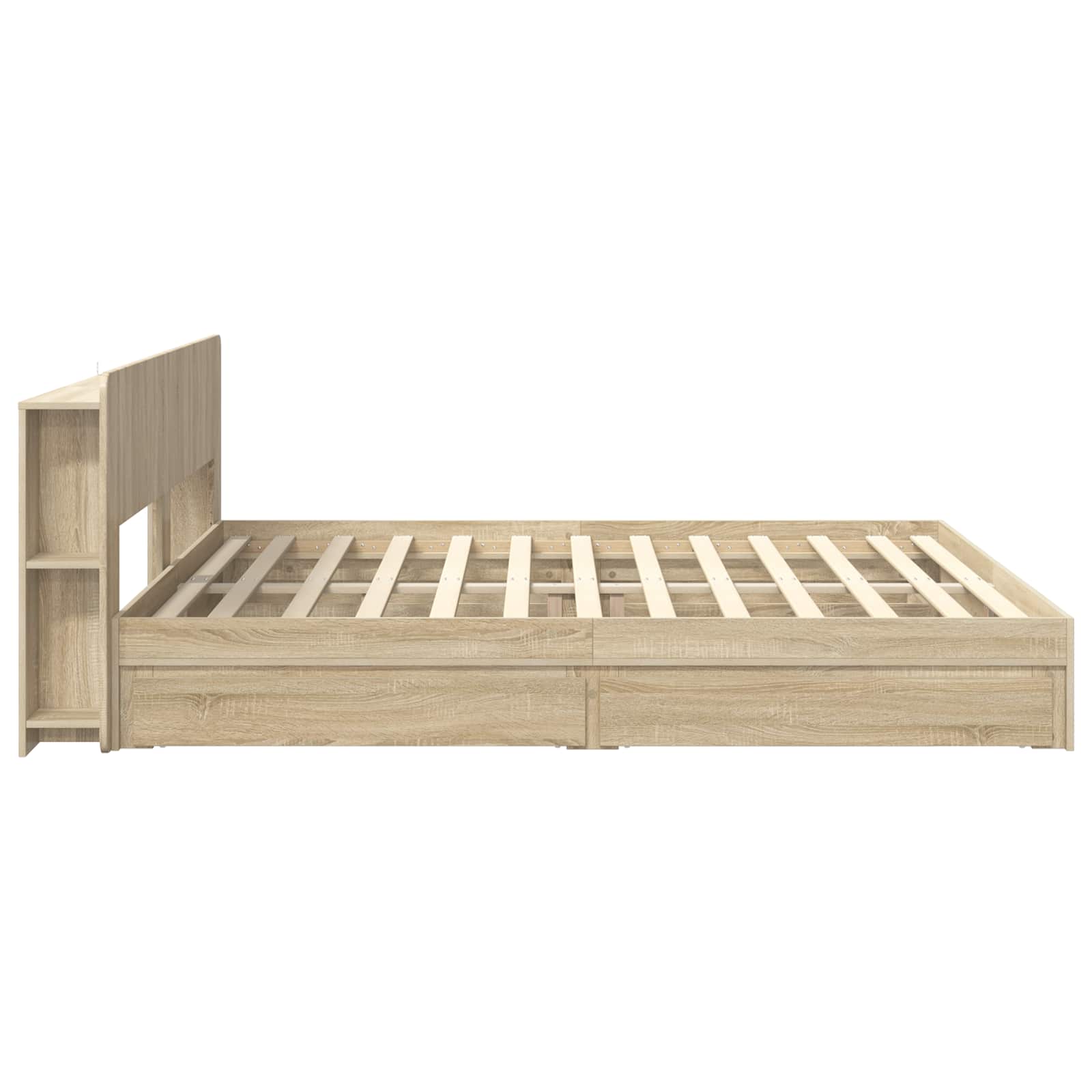 Bedframe met opslag Sonoma Eiken 180 x 200 cm Bewerkt hout is nu te koop bij PeponiXL, paradijselijk wonen!