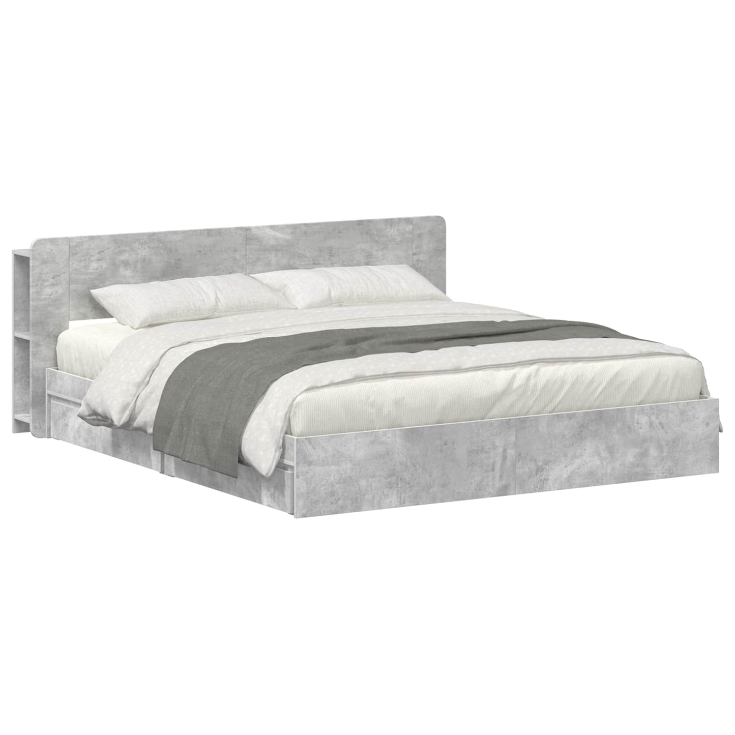 Bedframe met opslag Betongrijs 200 x 200 cm Bewerkt hout is nu te koop bij PeponiXL, paradijselijk wonen!