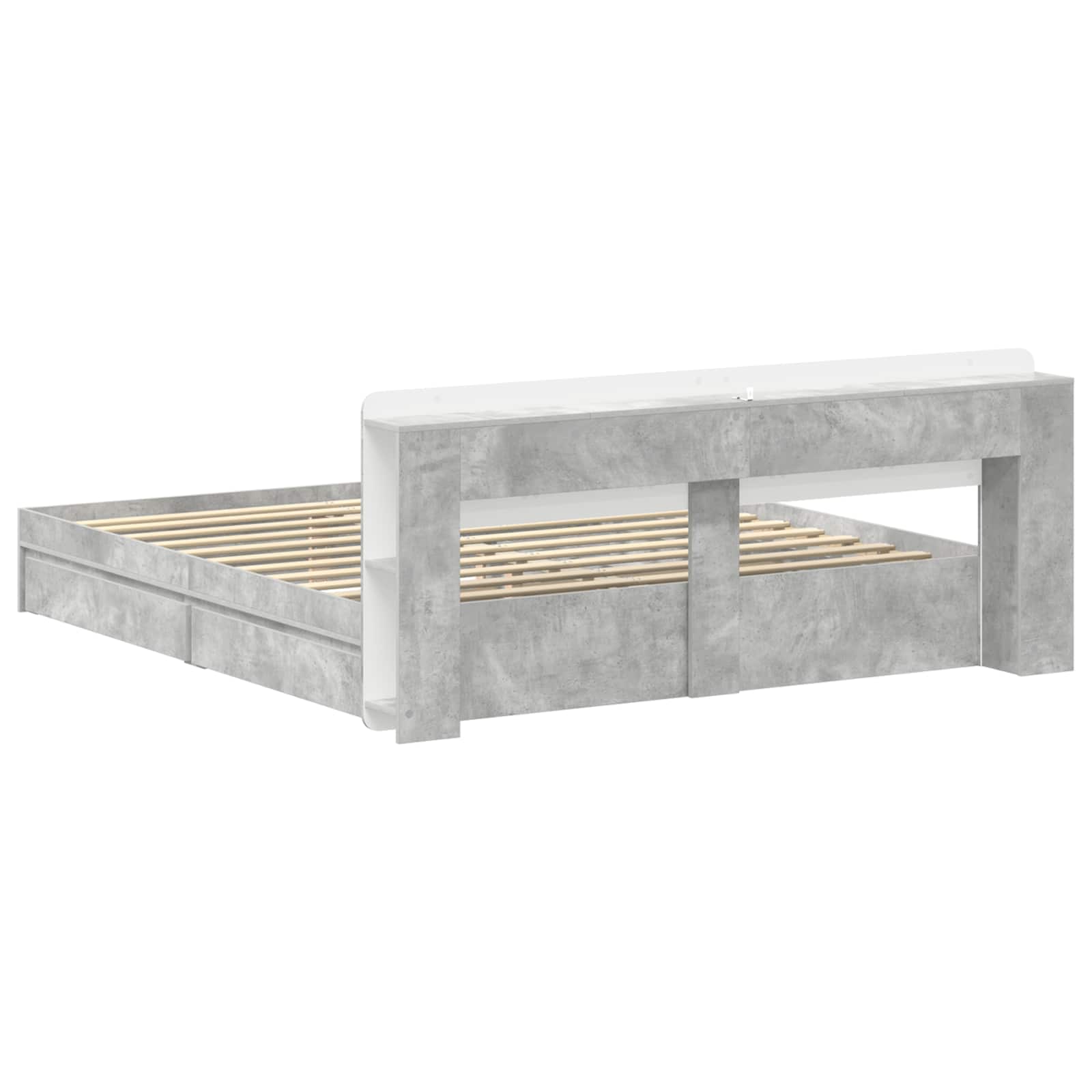 Bedframe met opslag Betongrijs 200 x 200 cm Bewerkt hout is nu te koop bij PeponiXL, paradijselijk wonen!