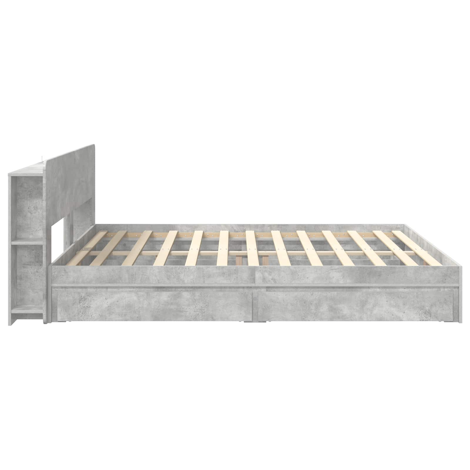 Bedframe met opslag Betongrijs 200 x 200 cm Bewerkt hout is nu te koop bij PeponiXL, paradijselijk wonen!