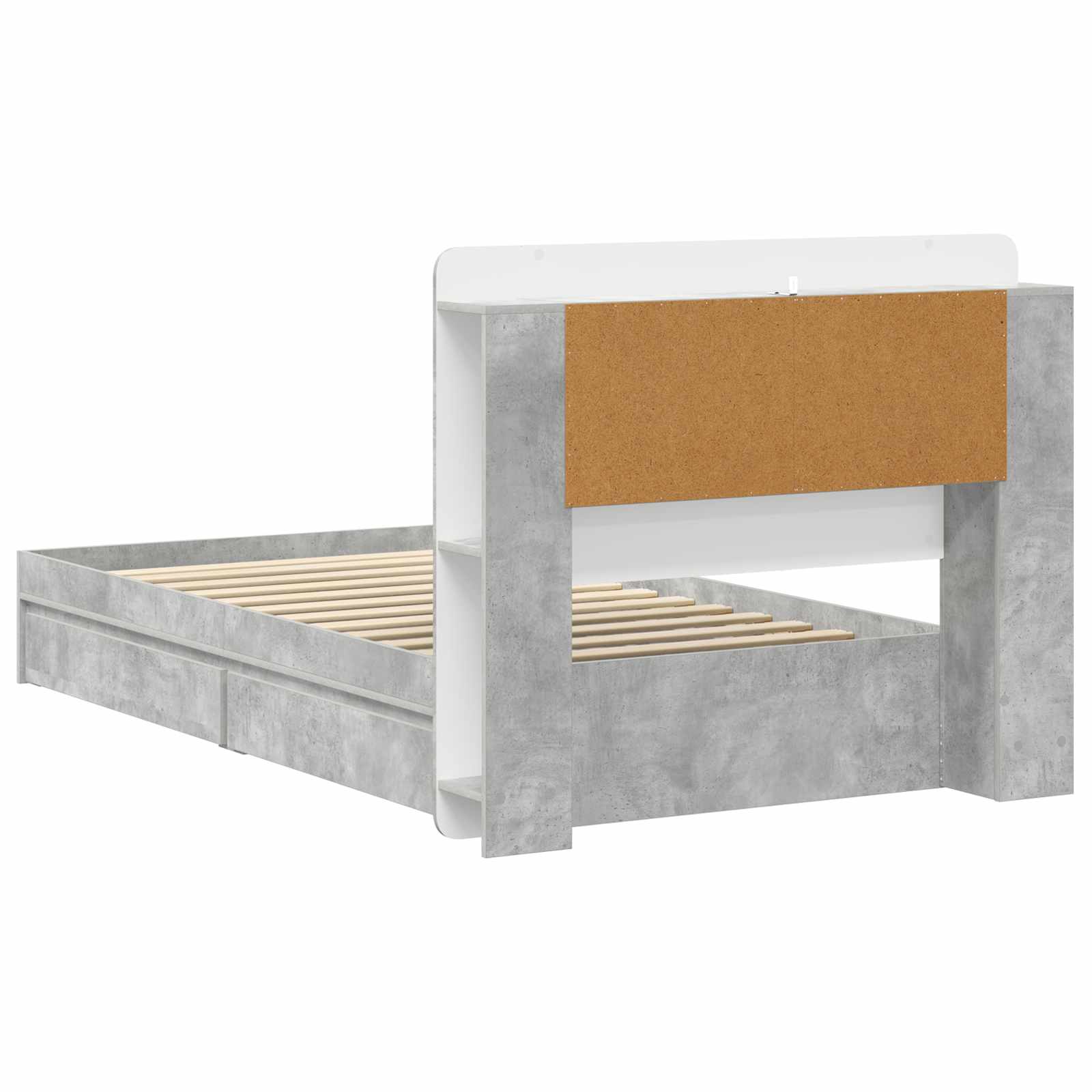 Bedframe met opslag Betongrijs 75 x 190 cm Bewerkt hout is nu te koop bij PeponiXL, paradijselijk wonen!